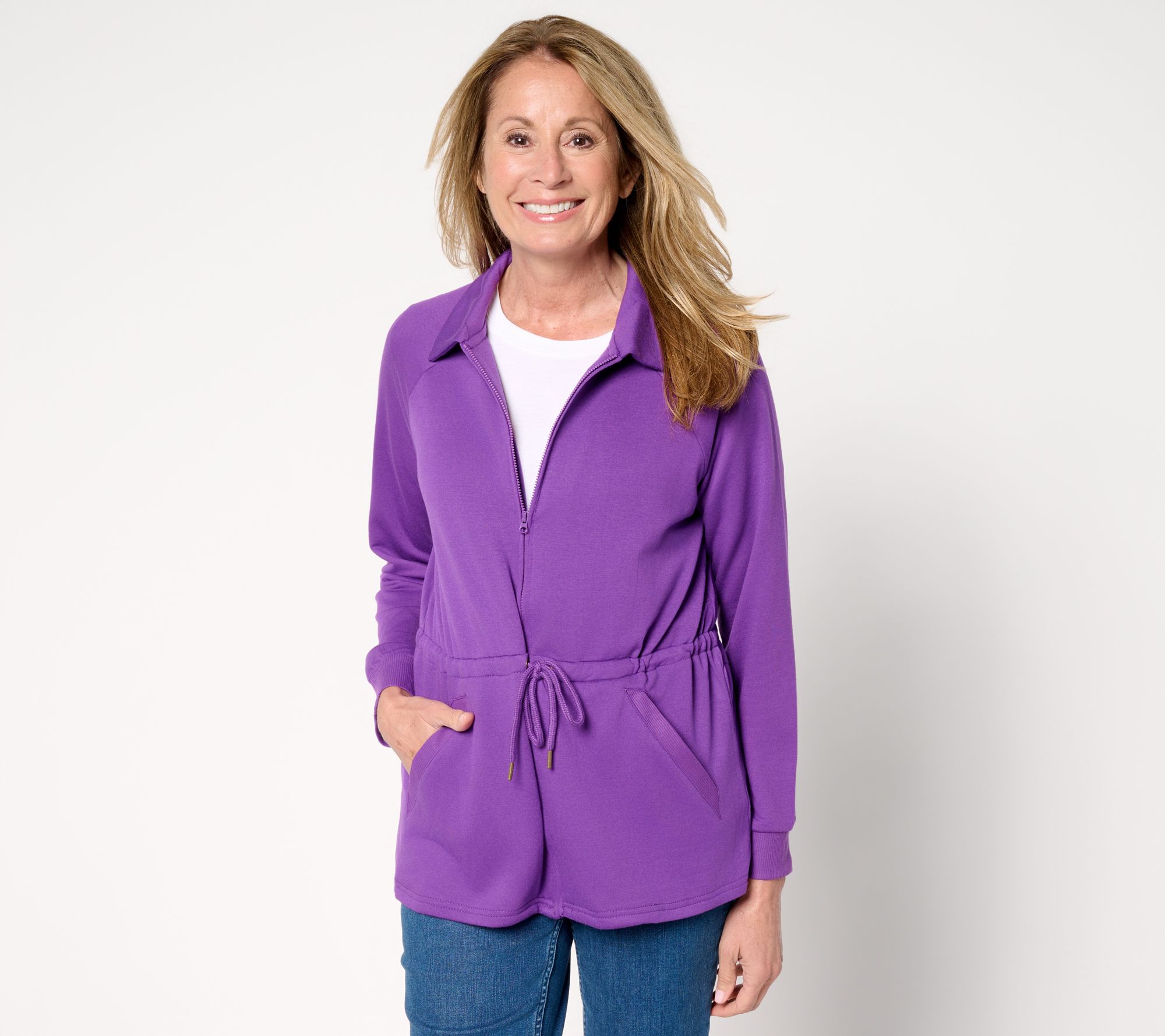  MUK LUKS French Terry Collared Zip-Up Topper