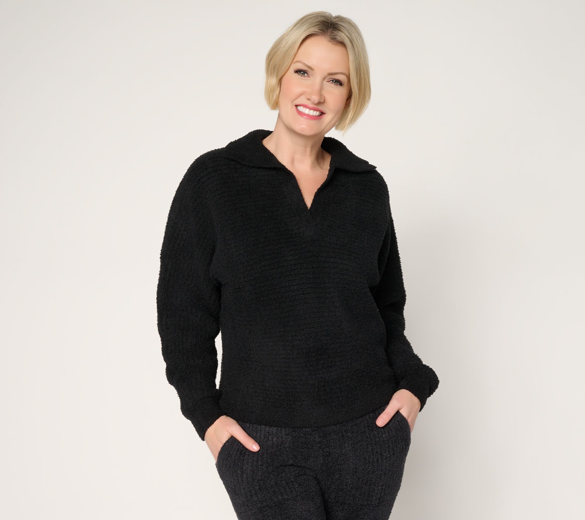 Barefoot Dreams CozyChic Dolman Rib Collared Pullover