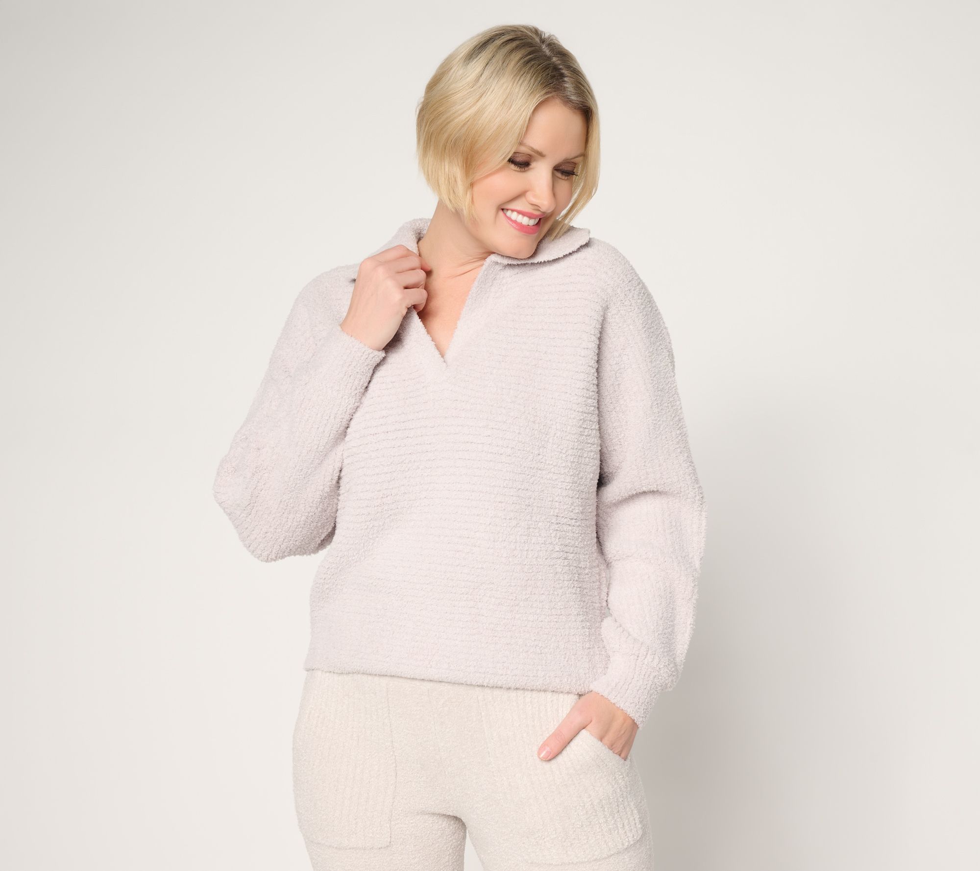 Barefoot Dreams CozyChic Dolman Rib Collared Pullover