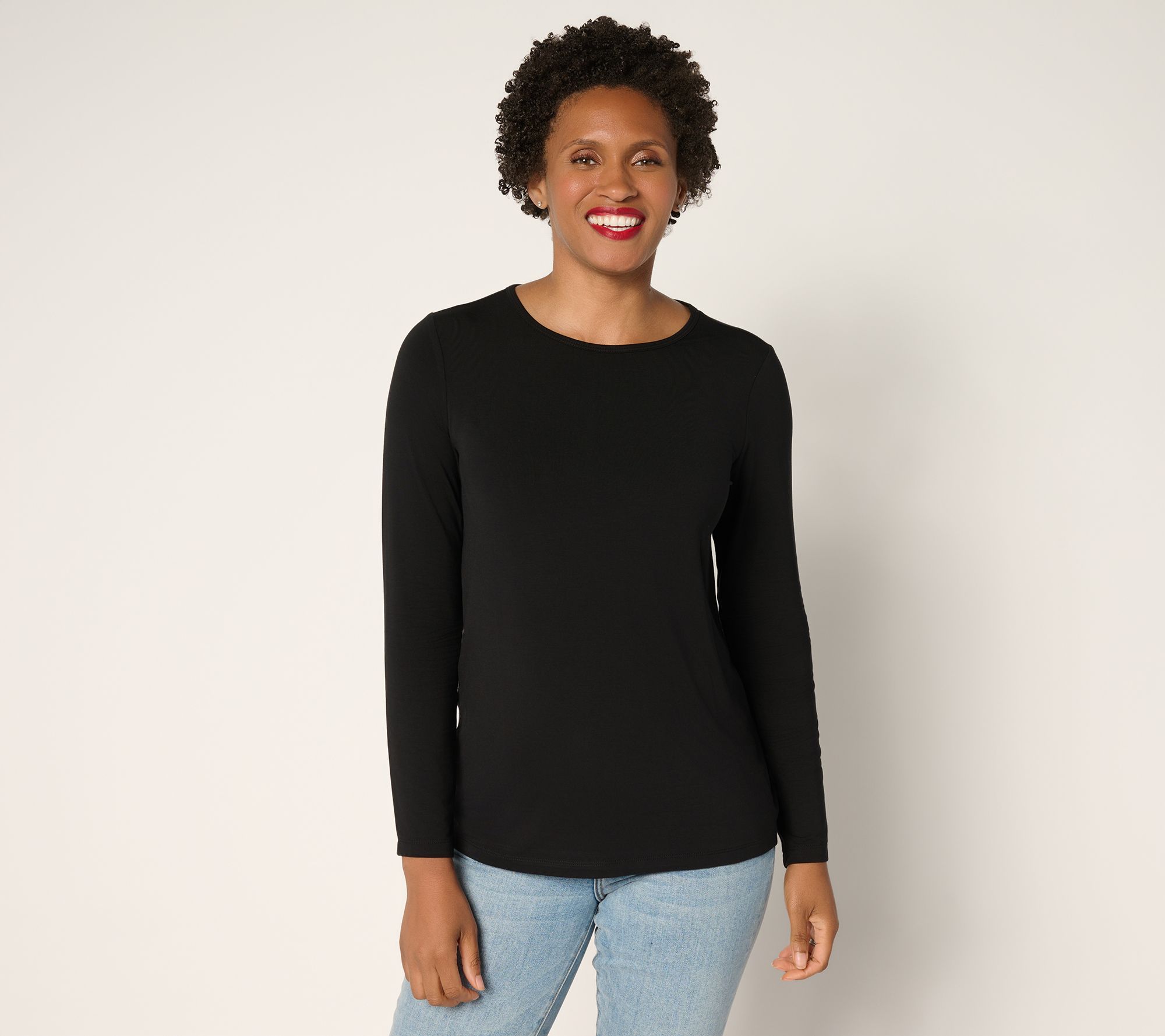 Susan Graver Essentials Rayon Allure Knit Long Sleeve Top
