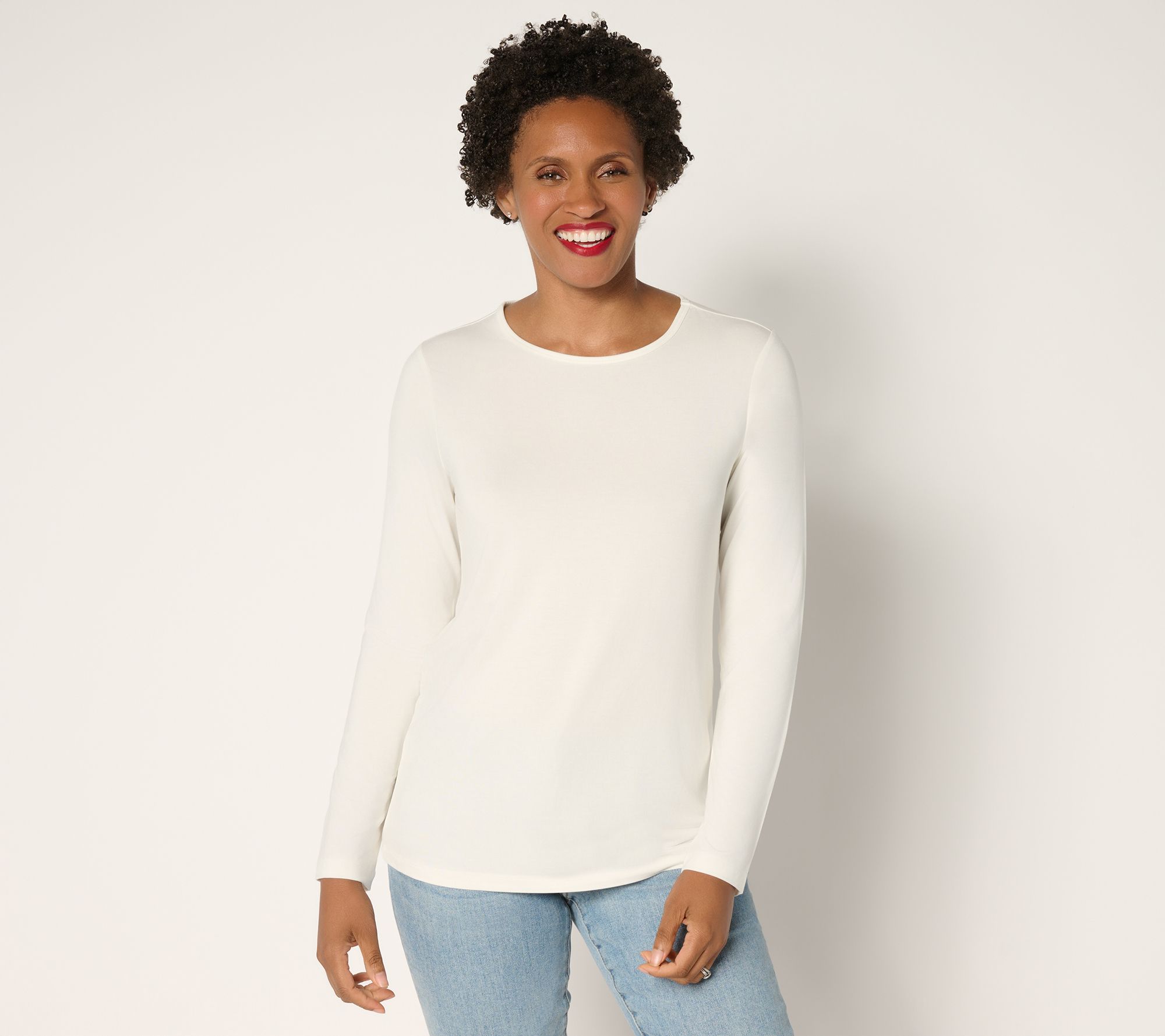 Susan Graver Essentials Rayon Allure Knit Long Sleeve Top