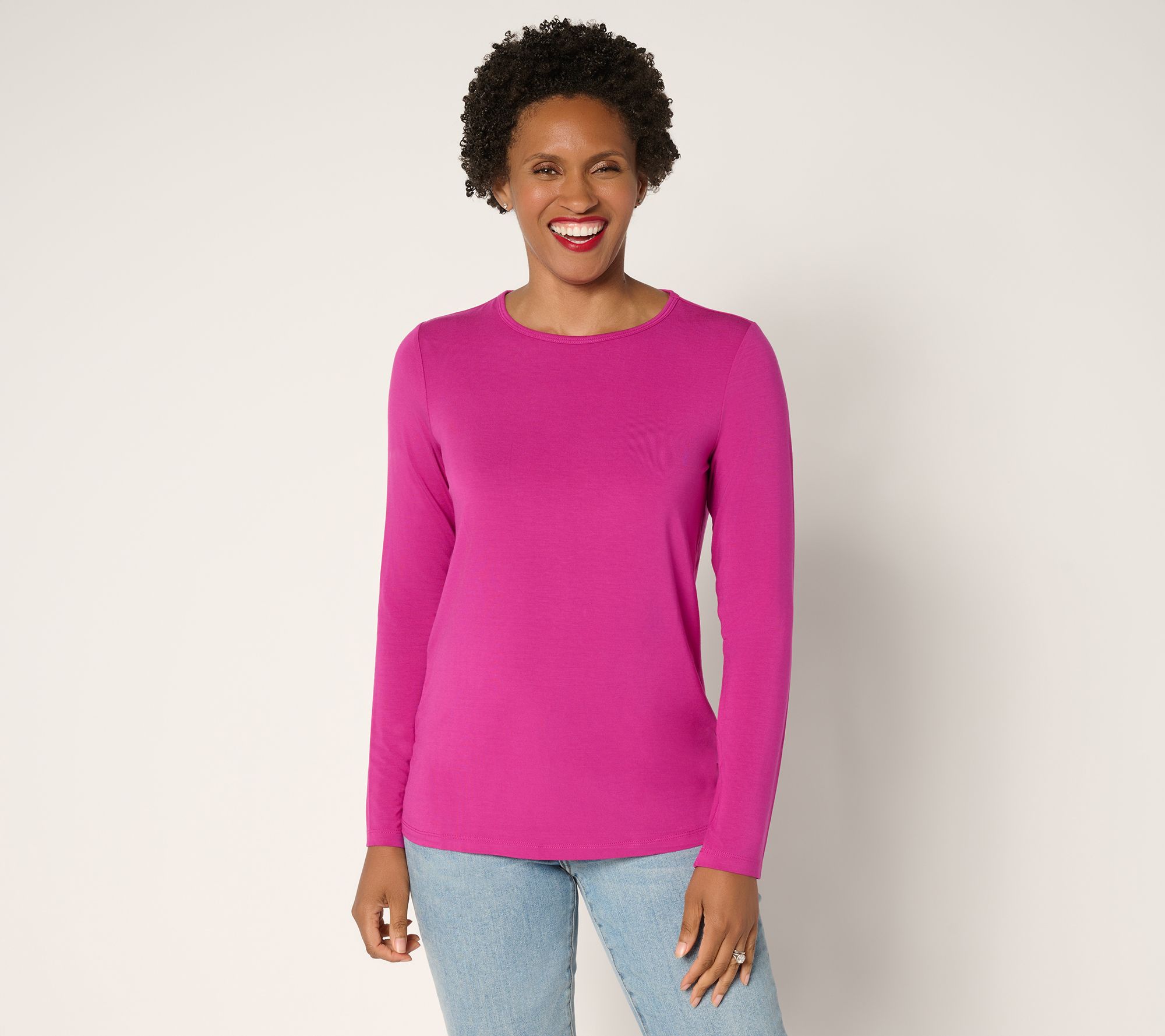 Susan Graver Essentials Rayon Allure Knit Long Sleeve Top