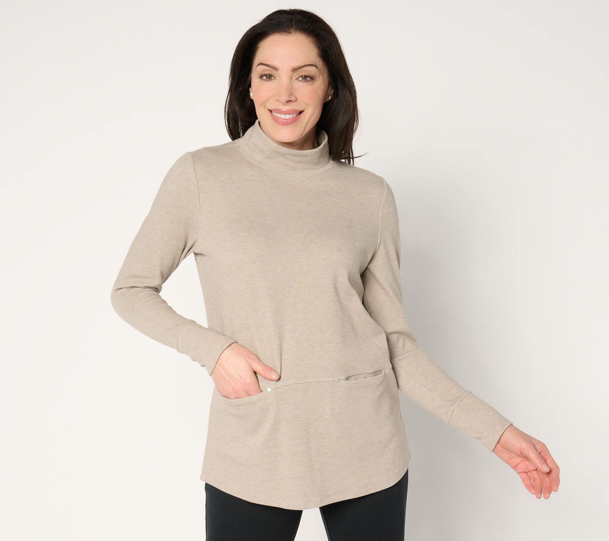 "As Is" Sport Savvy Double Knit Mock Neck Long Sleeve Top