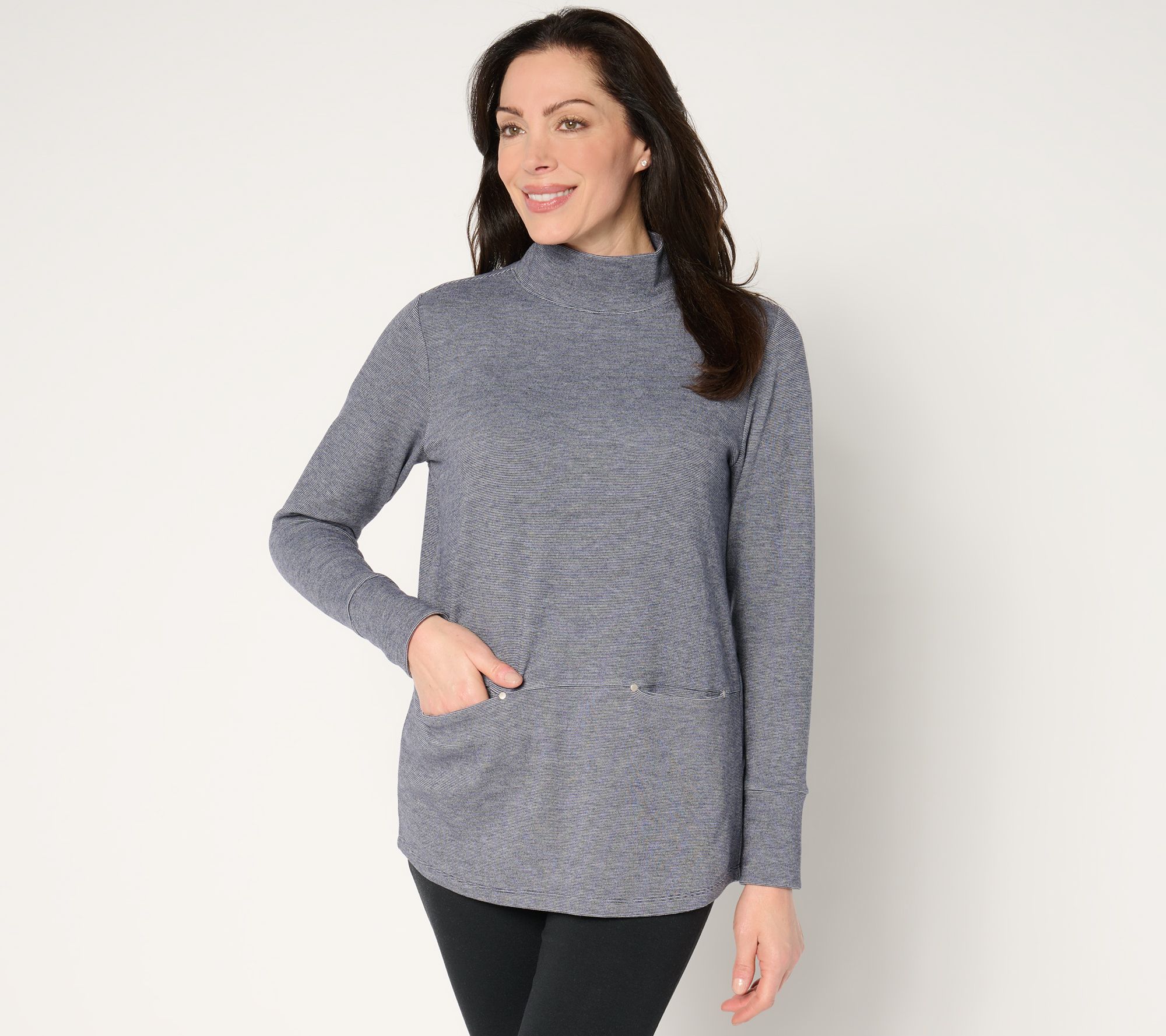 "As Is" Sport Savvy Double Knit Mock Neck Long Sleeve Top