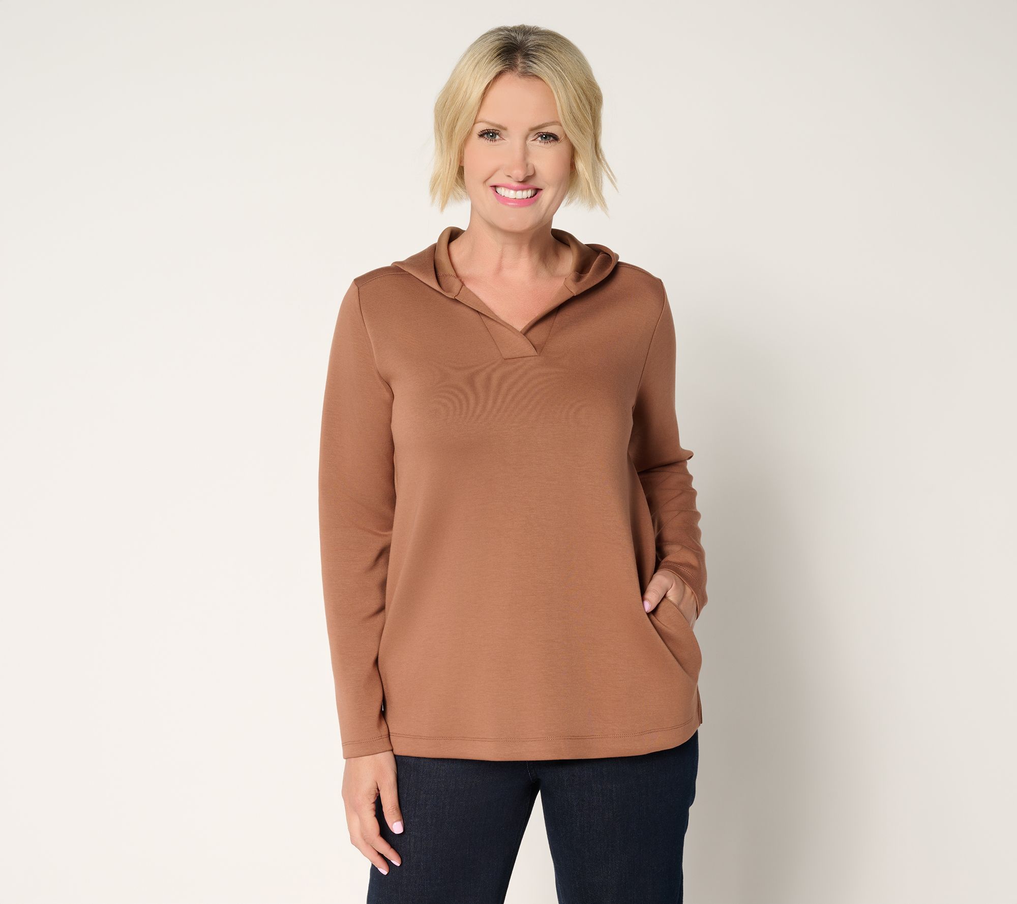 Susan Graver Weekend Serene Knit Hooded Top