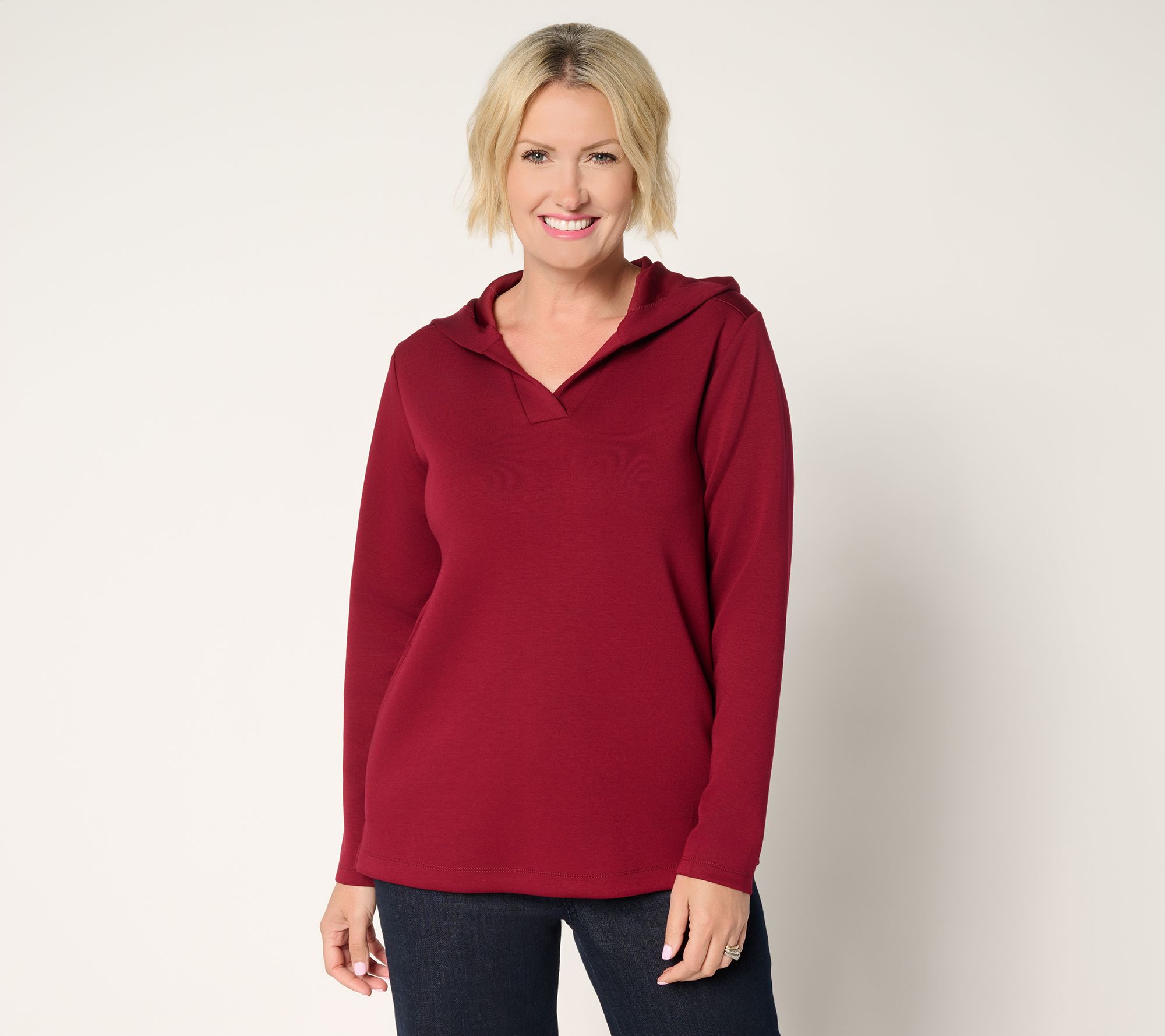 Susan Graver Weekend Serene Knit Hooded Top