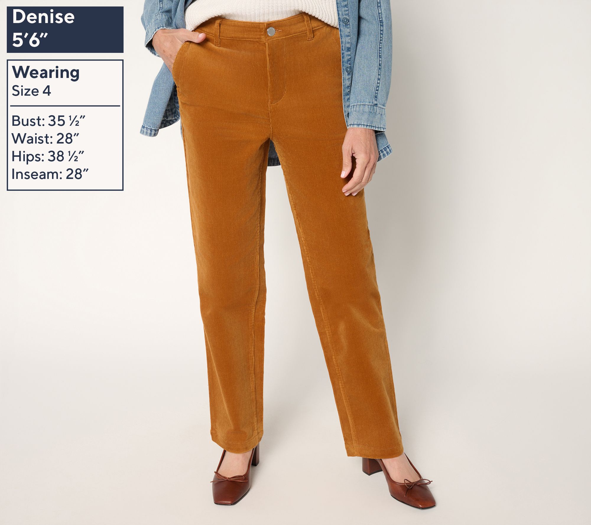 Joan Rivers Regular Stretch Corduroy Straight Leg Pants