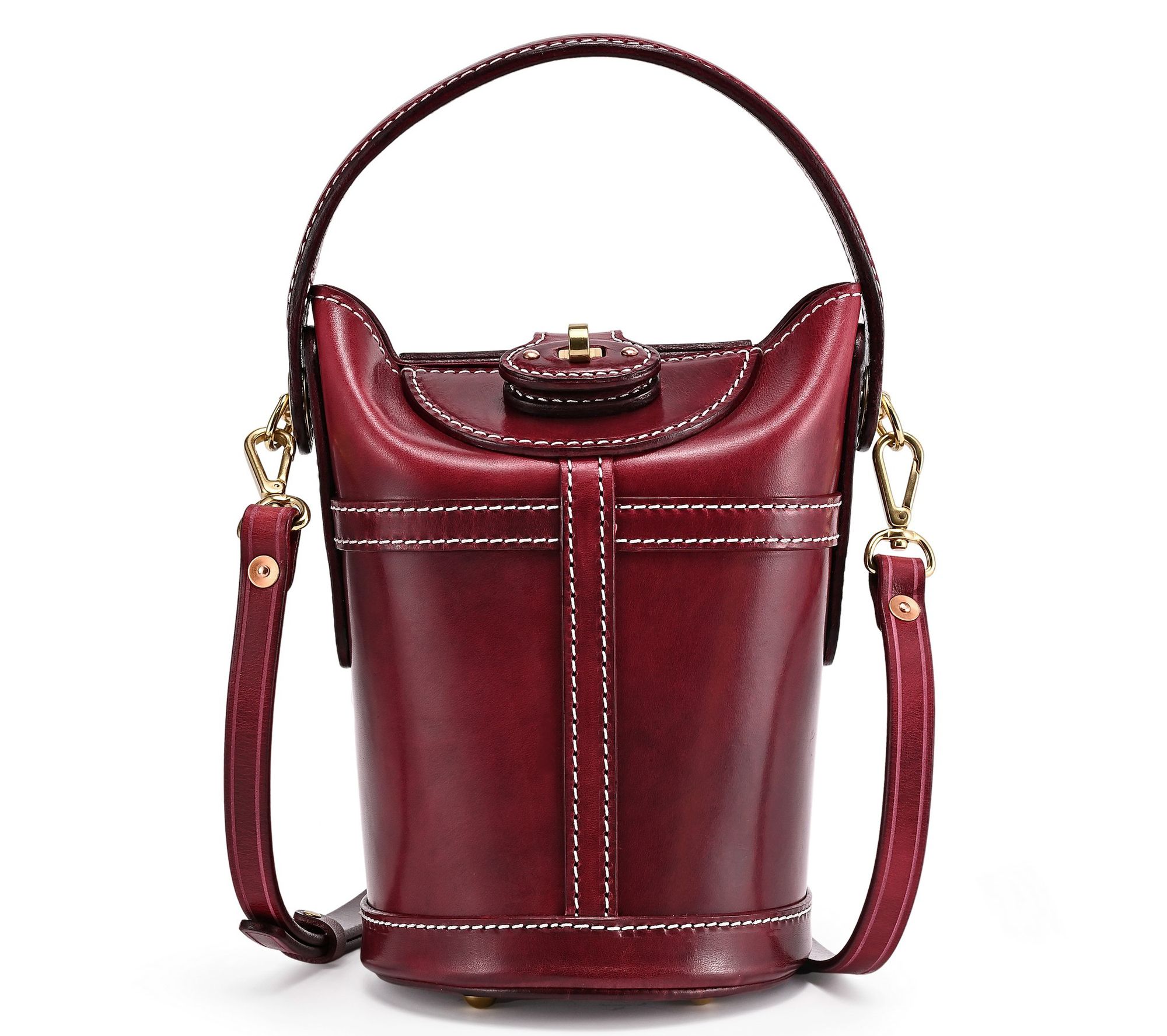 上品なブランド Old Trend Strap Crossbody with Bag Bucket Leather Begonia 小物