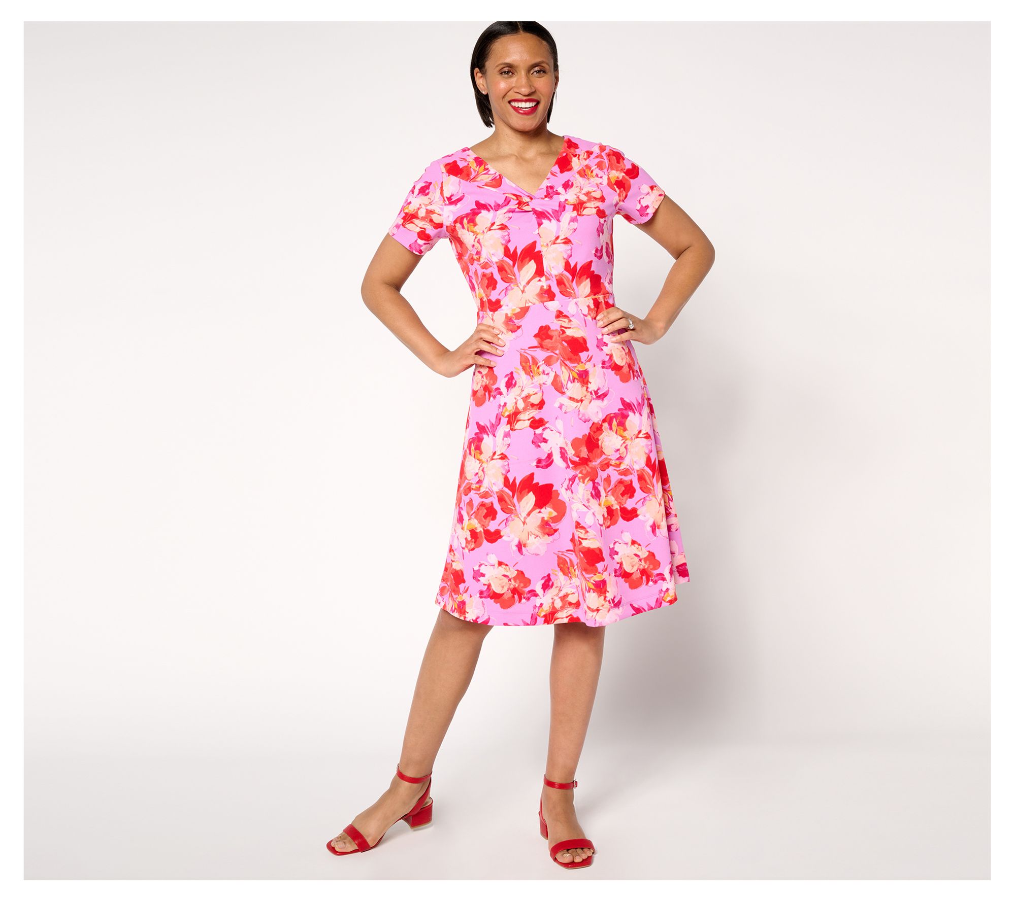 "As Is" Isaac Mizrahi Live! Regular Scuba Crepe Twist Front Dress