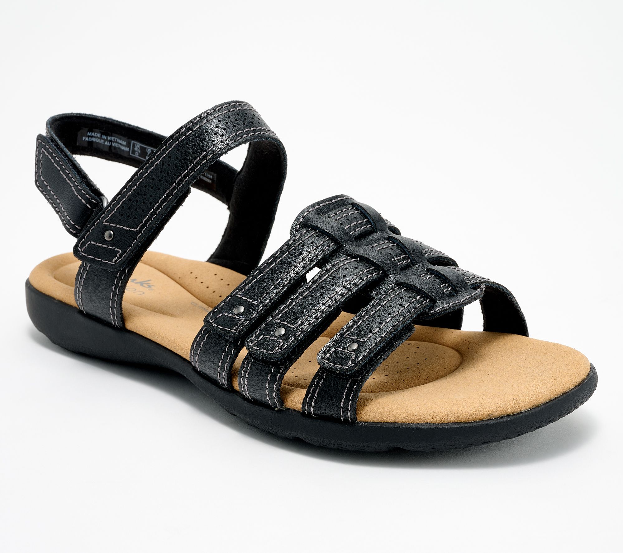 "As Is" Clarks Collection Leather Adj. Sandals - Elizabelle Kay