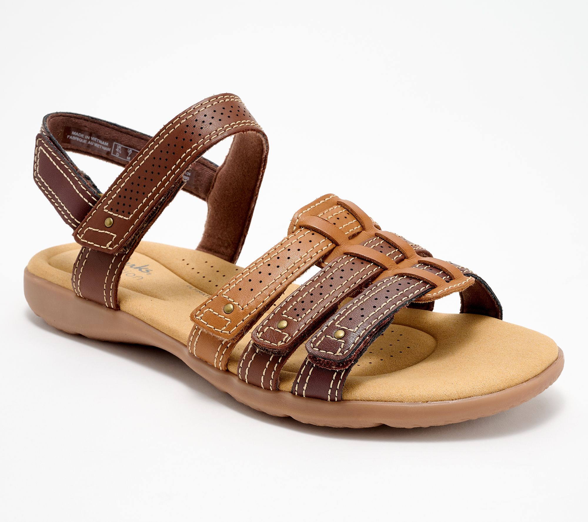 "As Is" Clarks Collection Leather Adj. Sandals - Elizabelle Kay