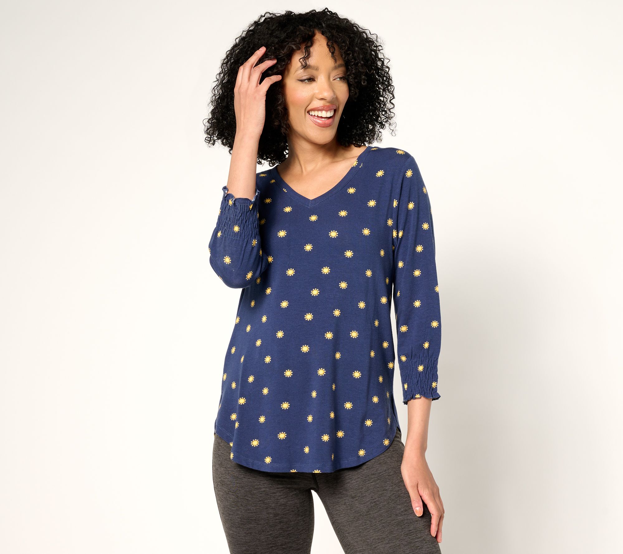 "As Is" Cuddl Duds Cottonwear+ Dose of Sunshine Tee