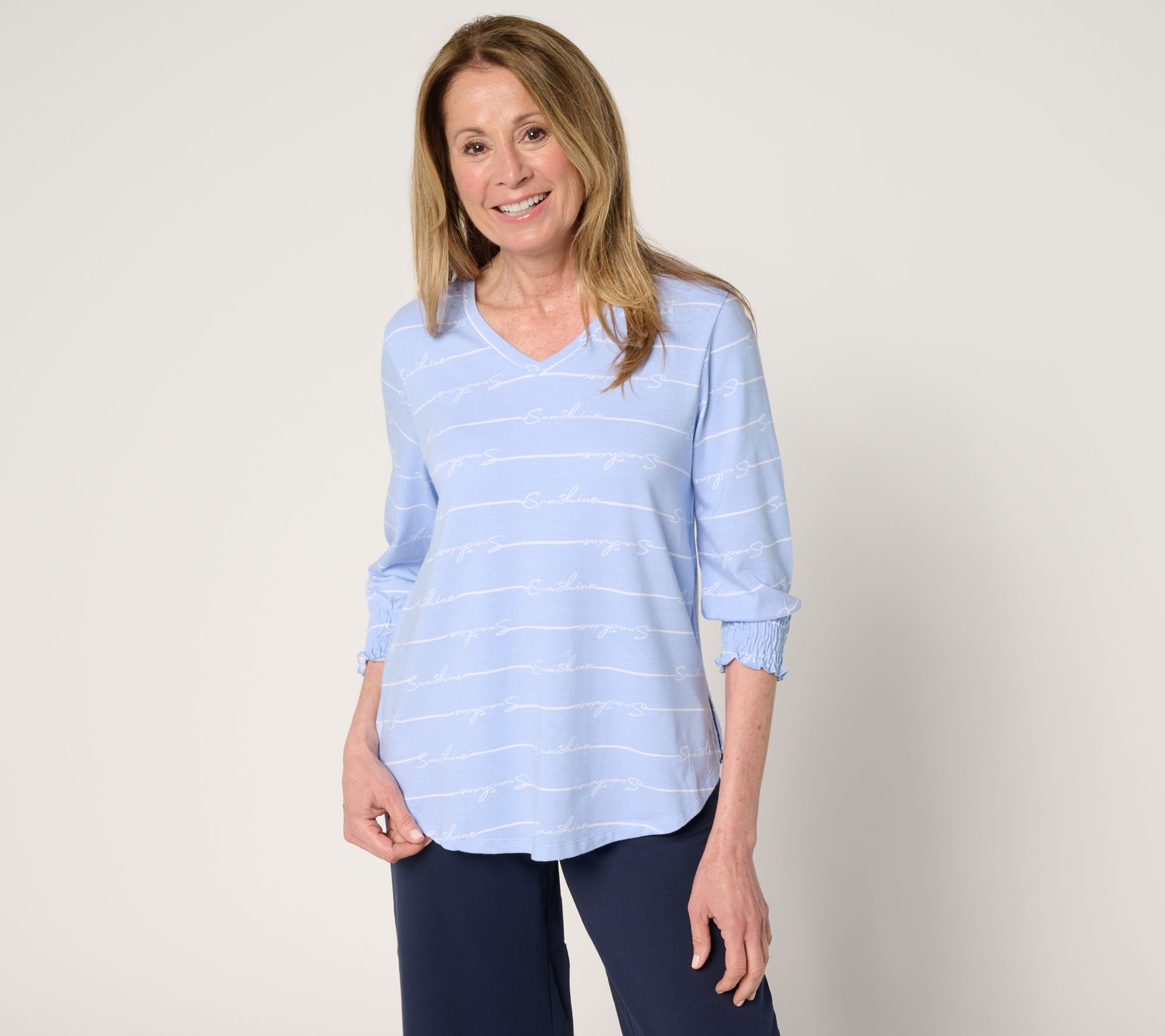 "As Is" Cuddl Duds Cottonwear+ Dose of Sunshine Tee