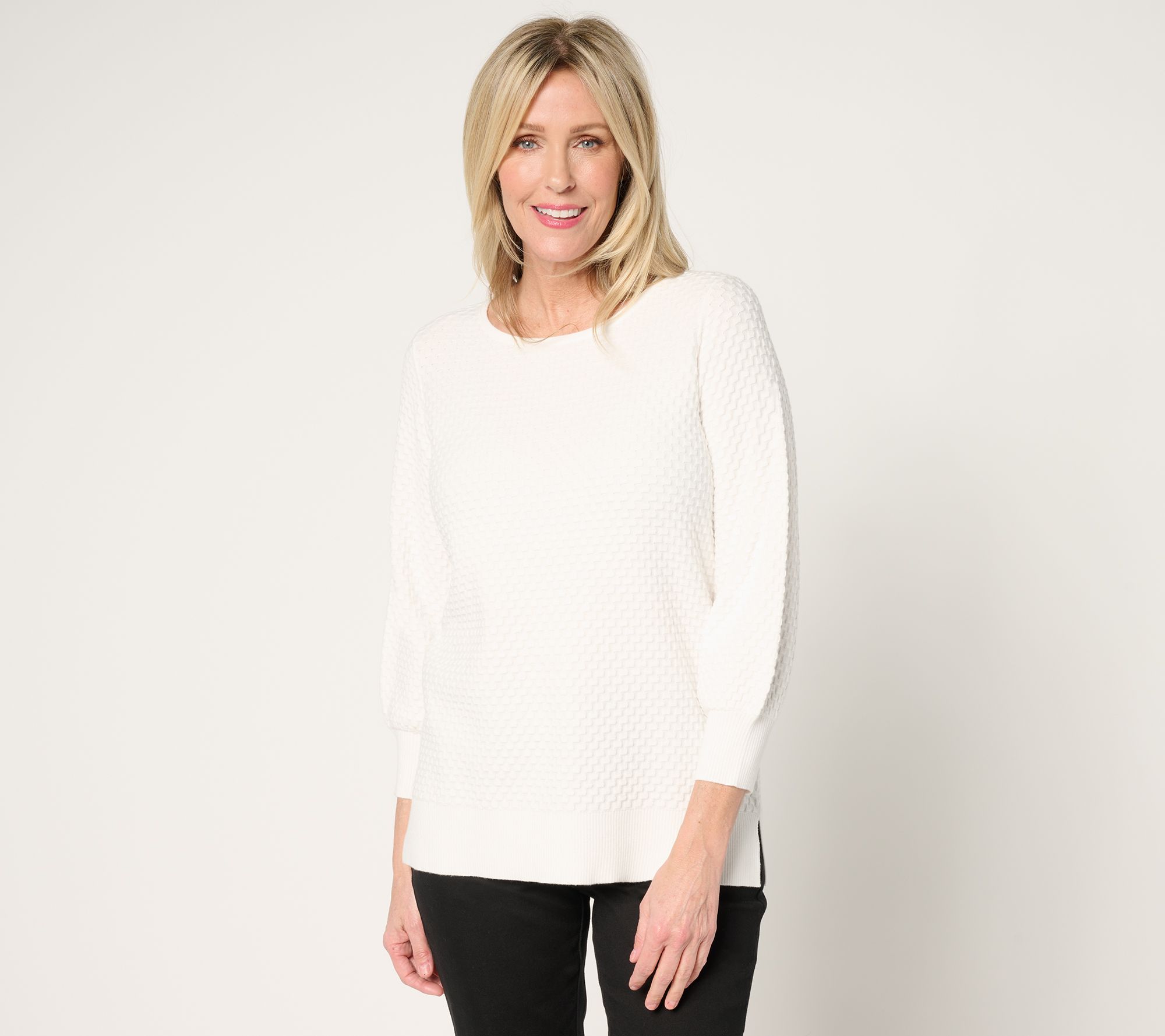 "As Is" Belle by Kim Gravel Luxe Textured 3/4 Sleeve Sweater