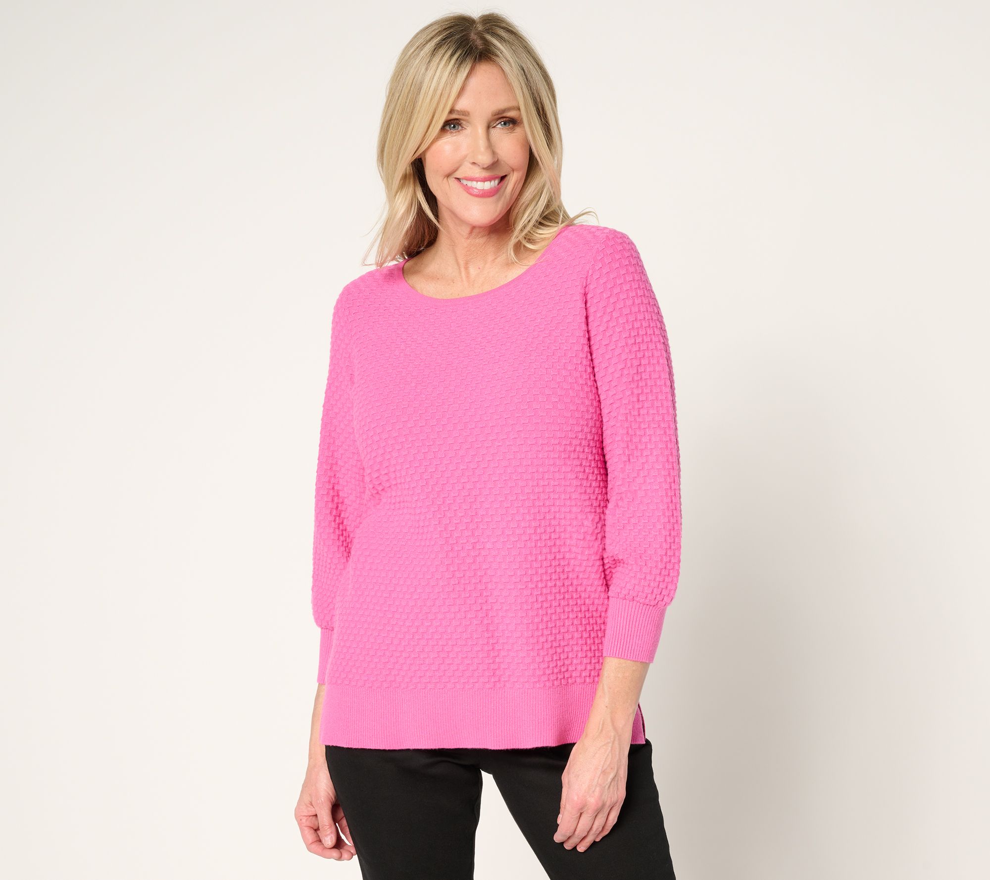 "As Is" Belle by Kim Gravel Luxe Textured 3/4 Sleeve Sweater
