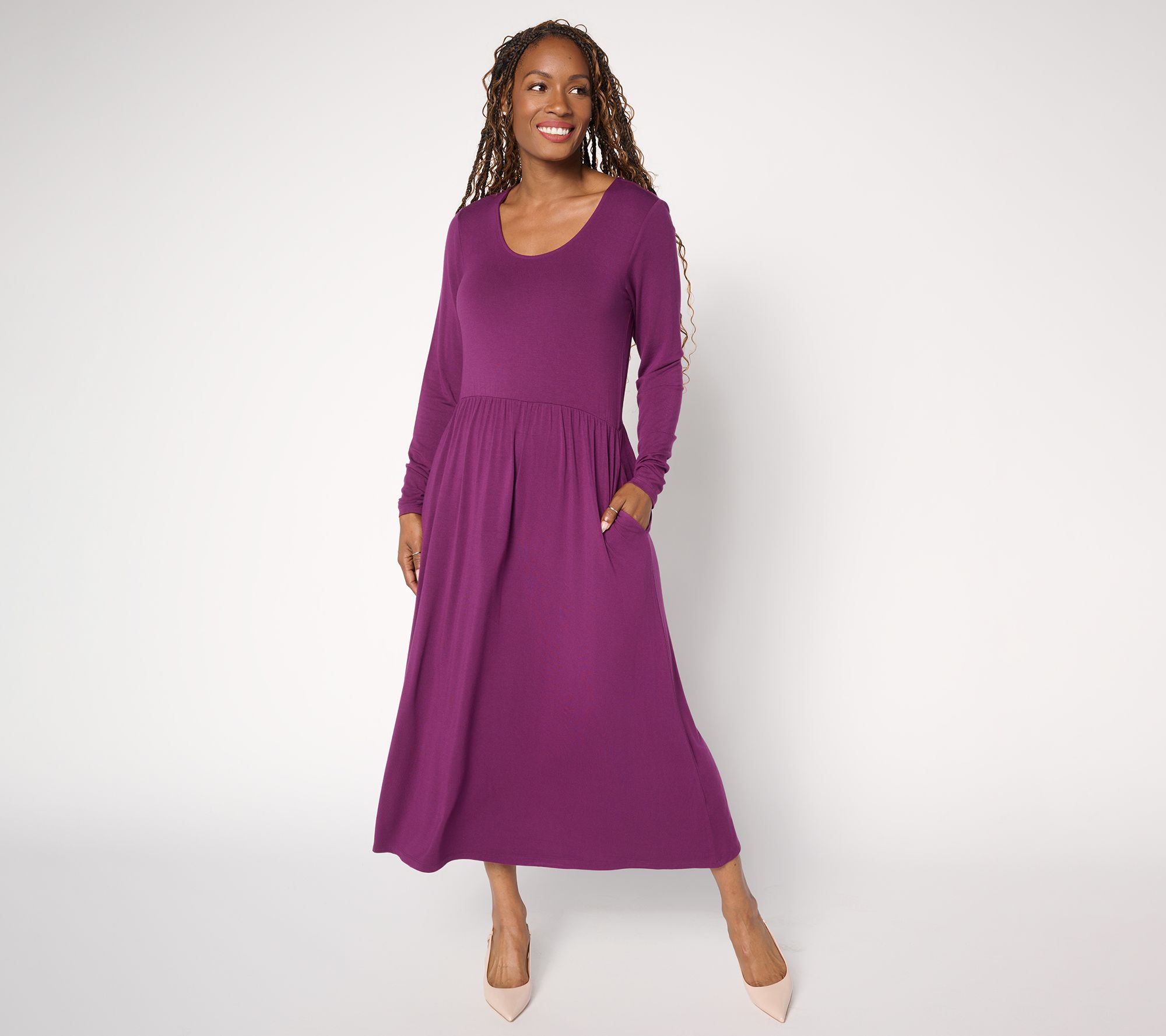 Joan Rivers Regular ButterSoft Scoop-Neck Midi Dress