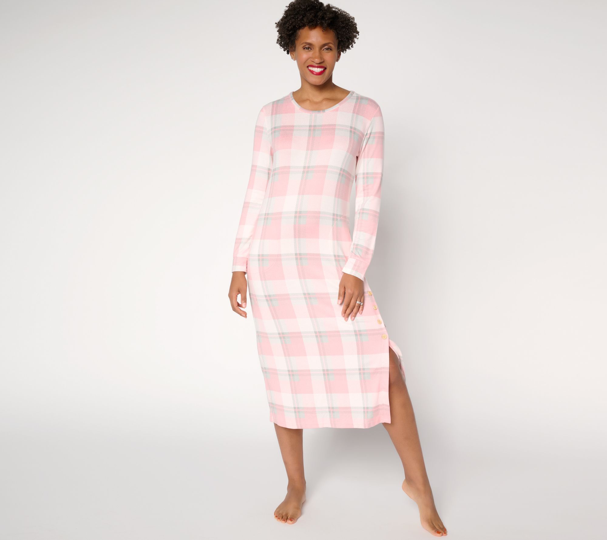 MUK LUKS Ribbed Butterknit Button Detail Lounge Dress