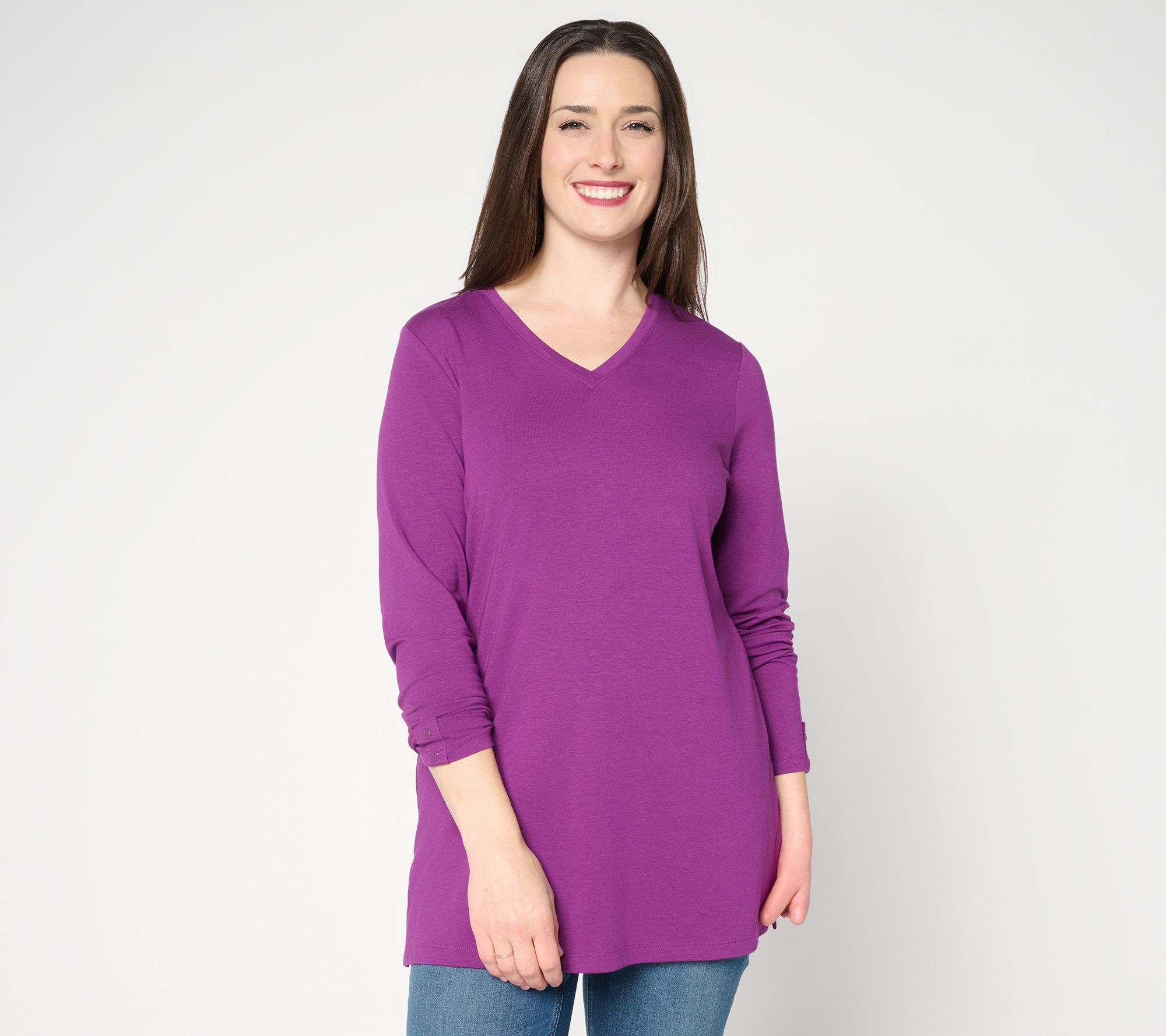 Denim & Co. Essentials Favorite Jersey V-Neck Tunic