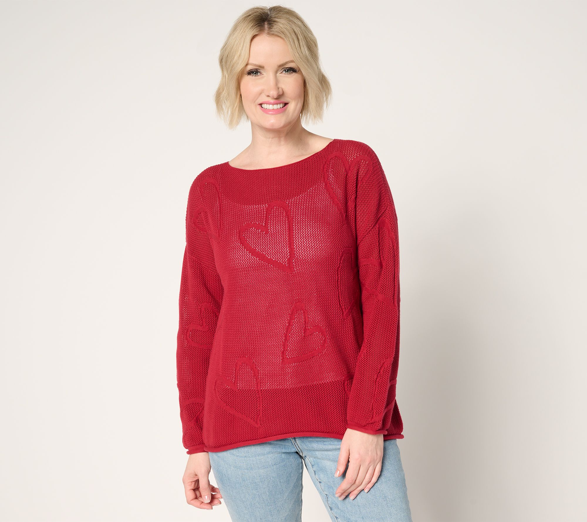 "As Is" Peace Love World Boheme Mixed Motif 100% Cotton Sweater