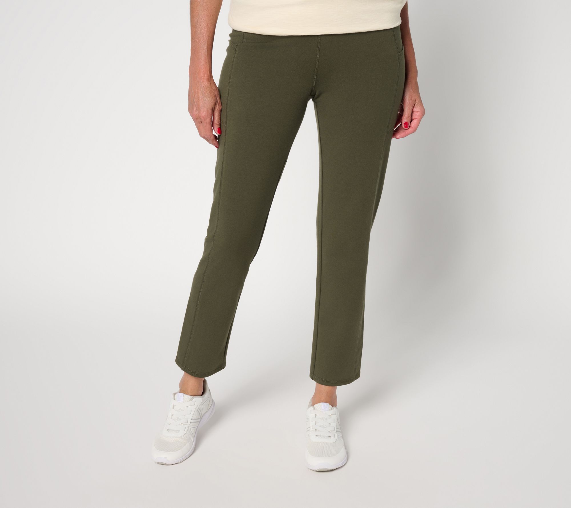 "As Is" Denim & Co. Active Reg Duo Stretch Slim Straight Ankle Pant