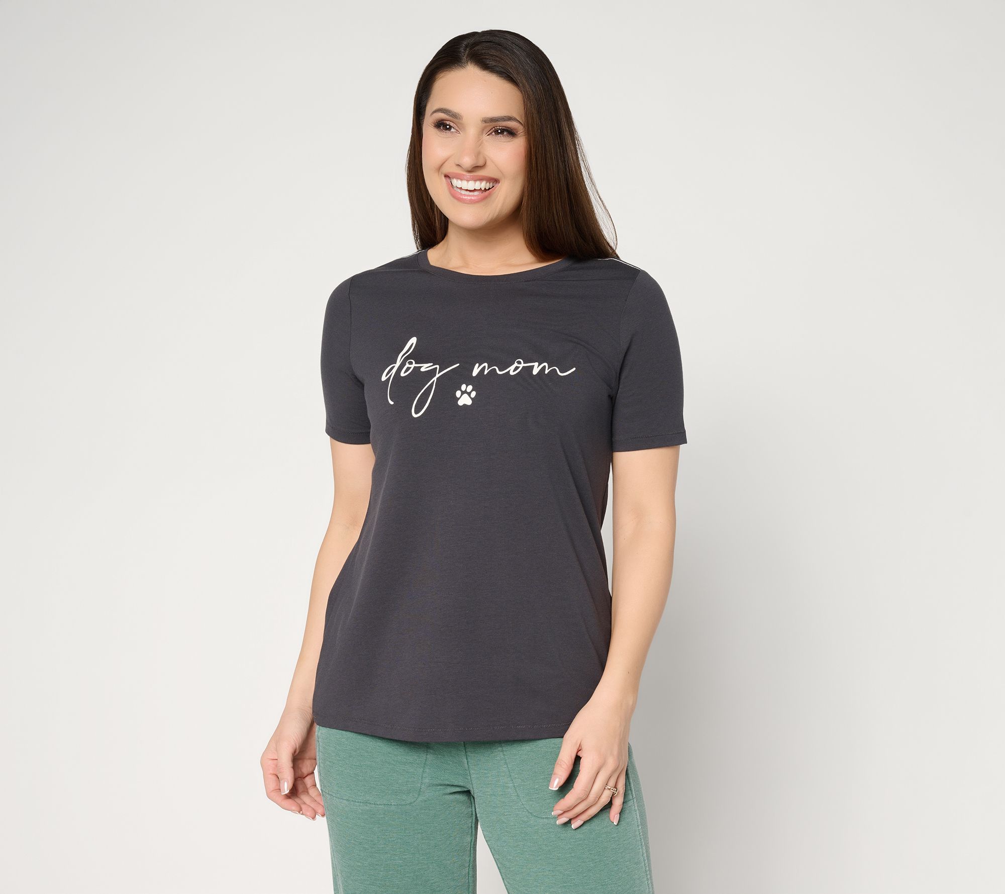 AnyBody Cozy Knit Jersey Crewneck Message Top