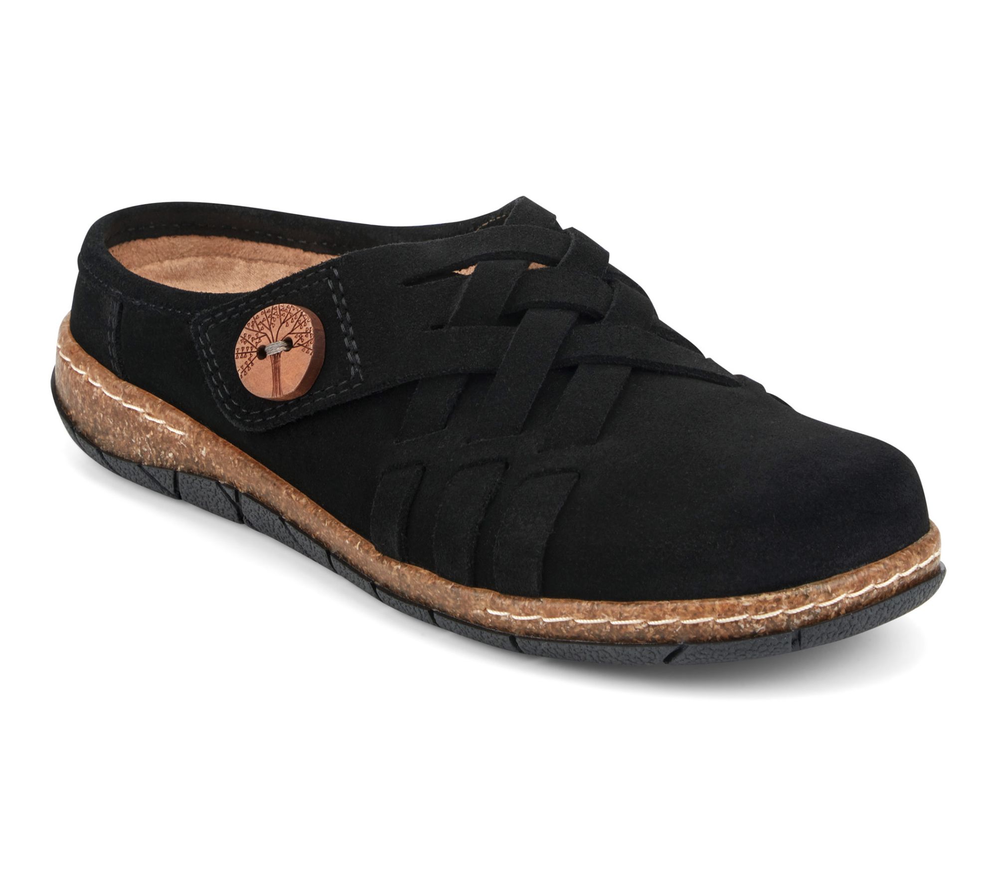 Earth Leather Clogs with Woven Details-Emis