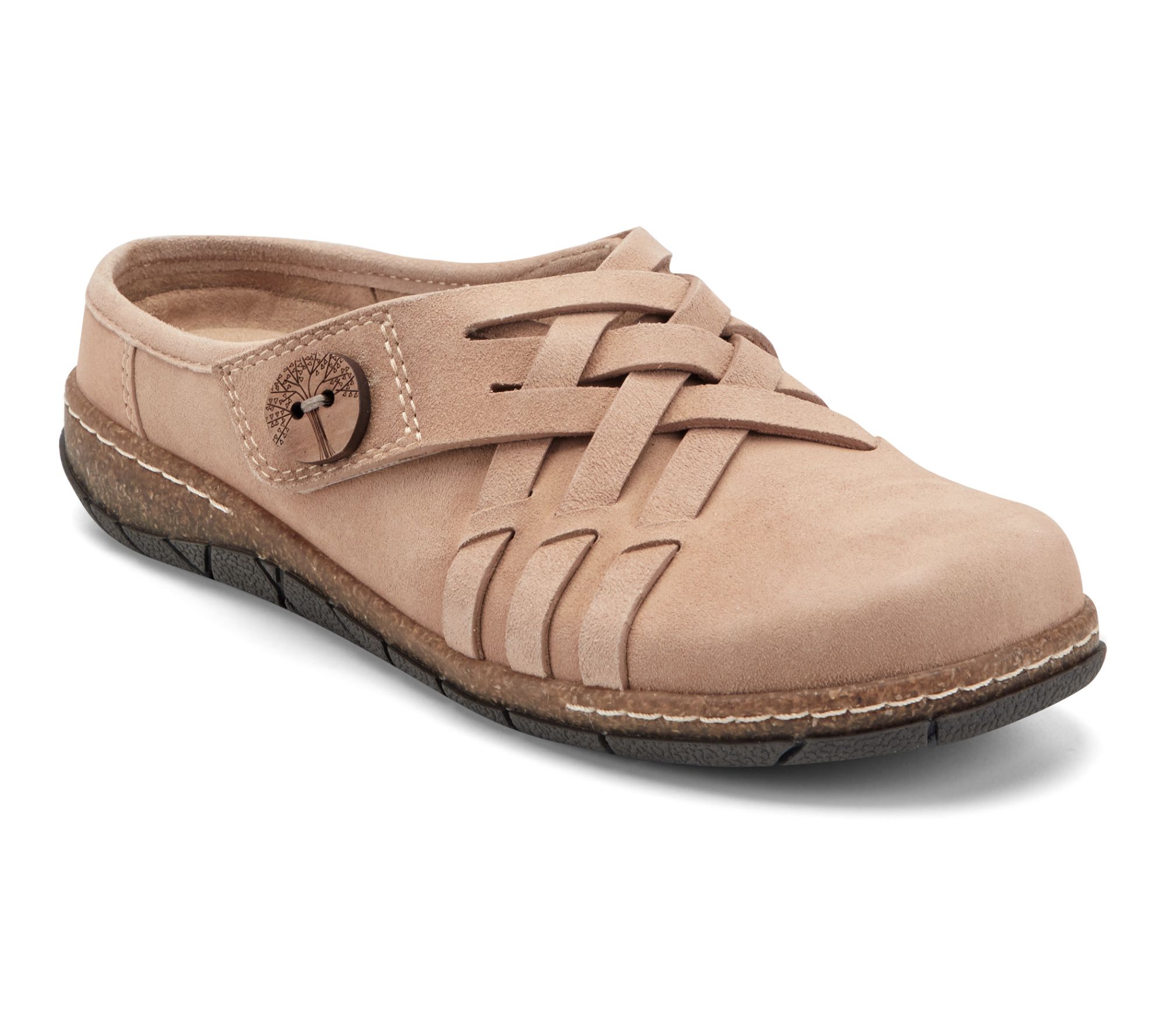 Earth Leather Clogs with Woven Details-Emis