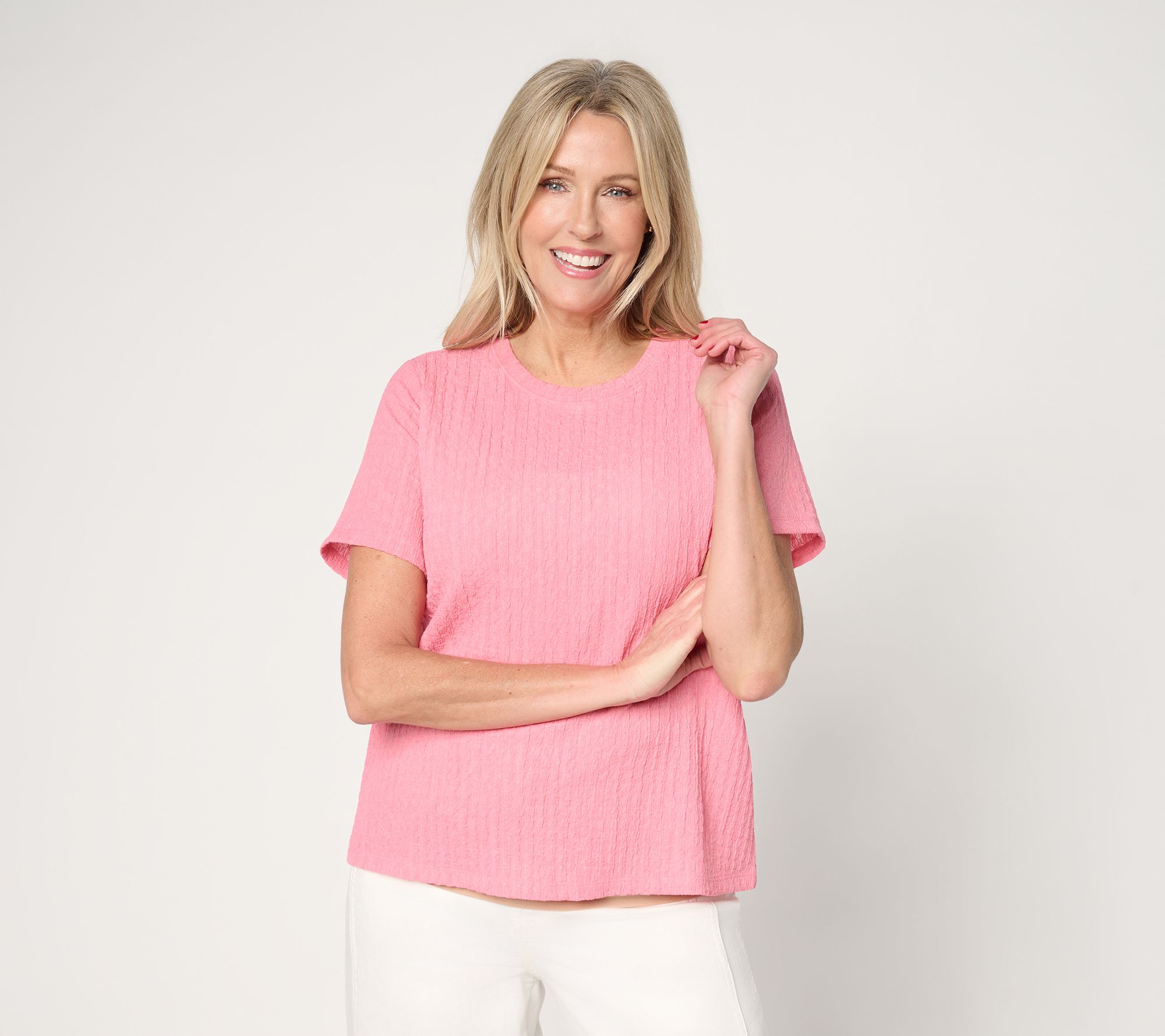 LOGO Layers by Lori Goldstein Textured Short Sleeve Top