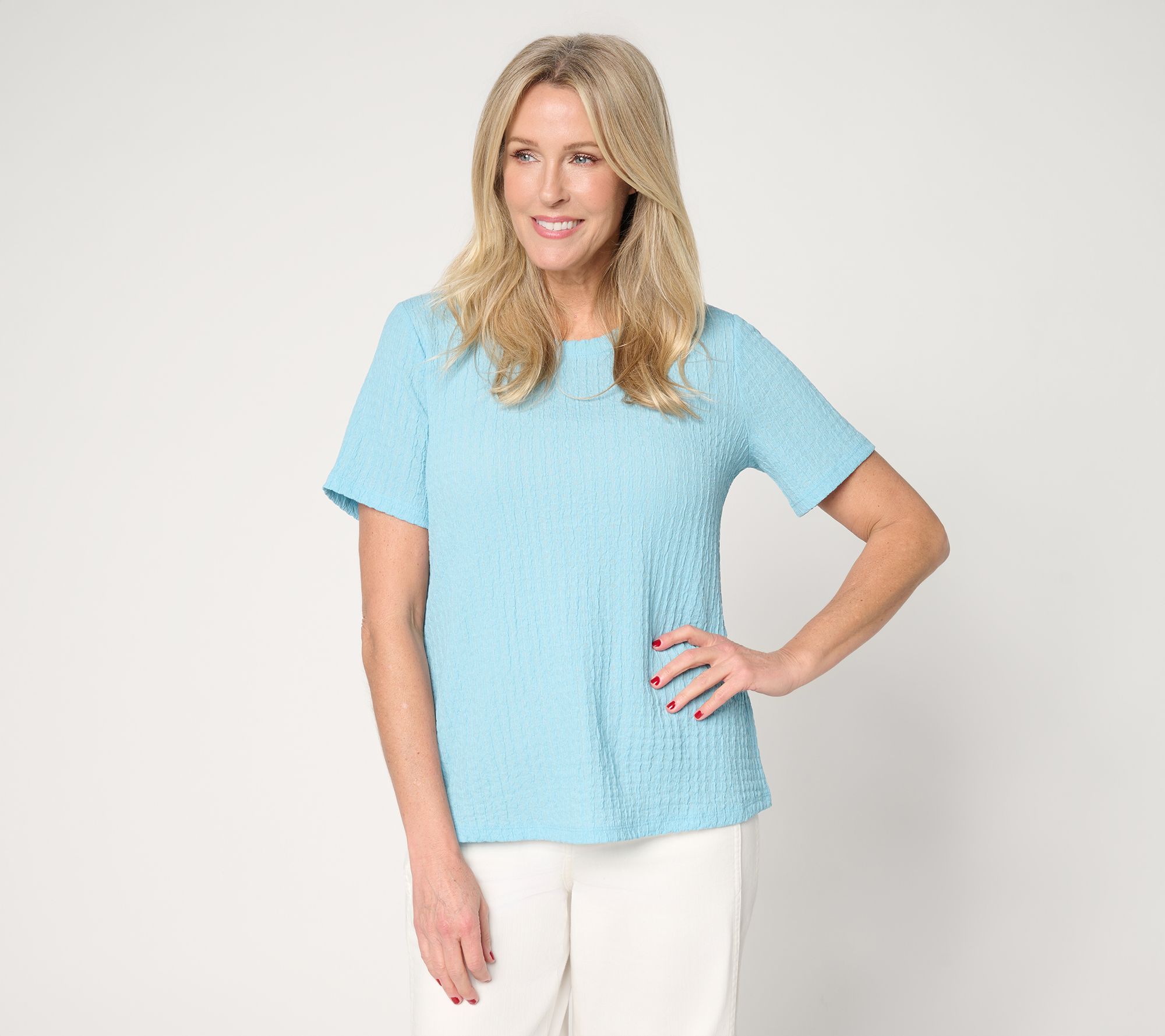 LOGO Layers by Lori Goldstein Textured Short Sleeve Top