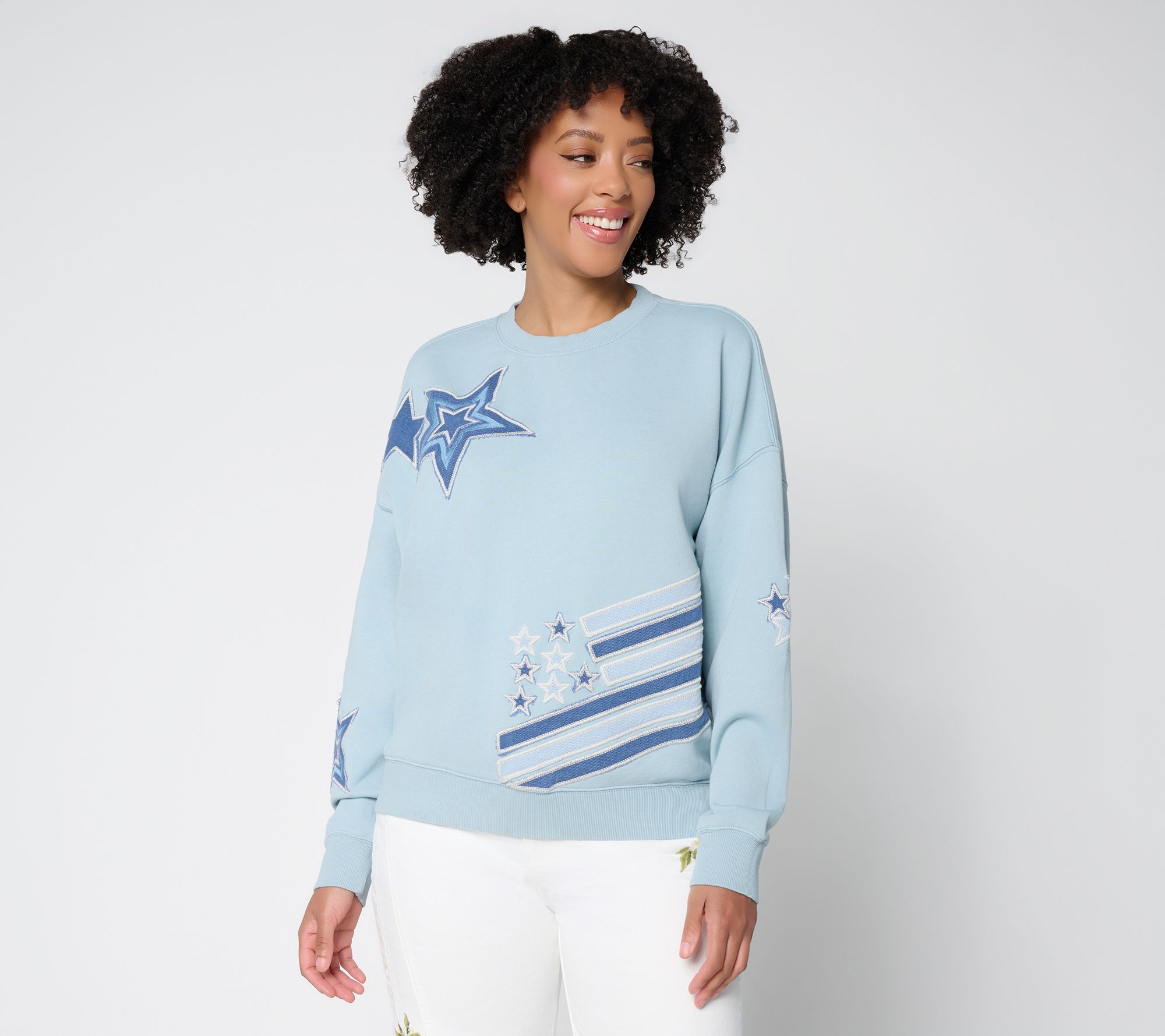 Driftwood Jeans Teddy Crew Neck Pullover - Patriotic Patch