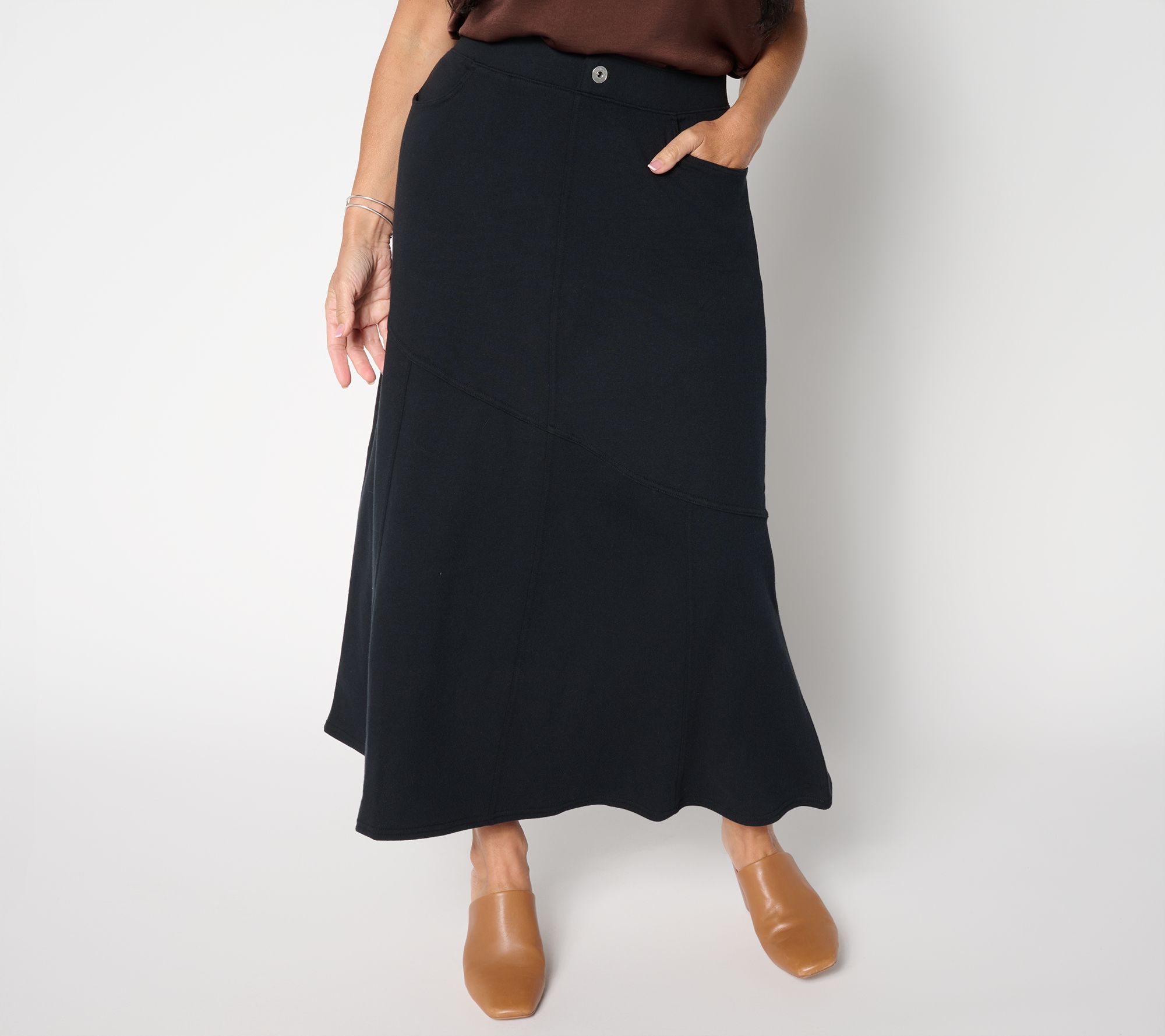 "As Is" Peace Love World Regular French Terry Pull-On Seamed Skirt