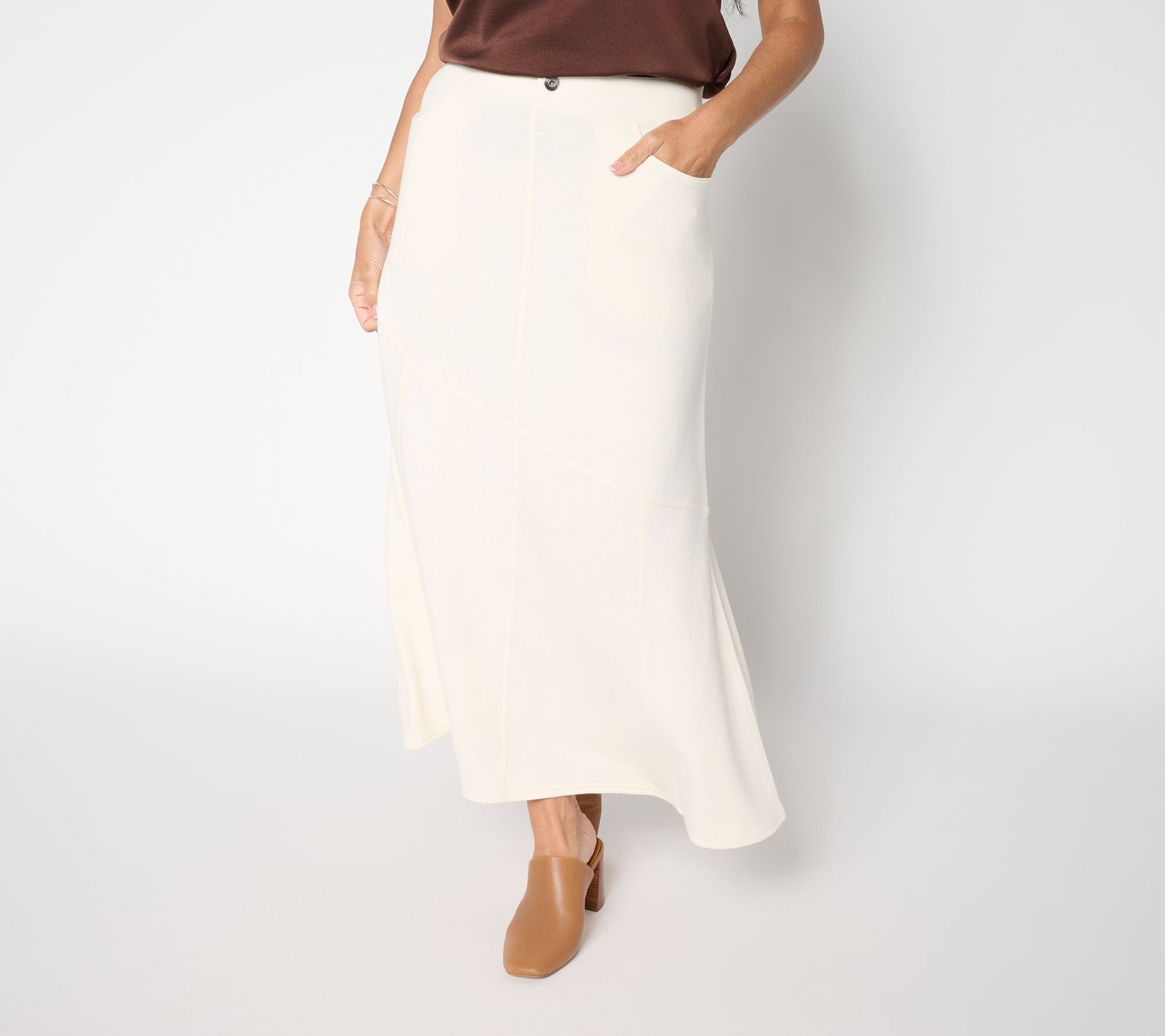 "As Is" Peace Love World Regular French Terry Pull-On Seamed Skirt