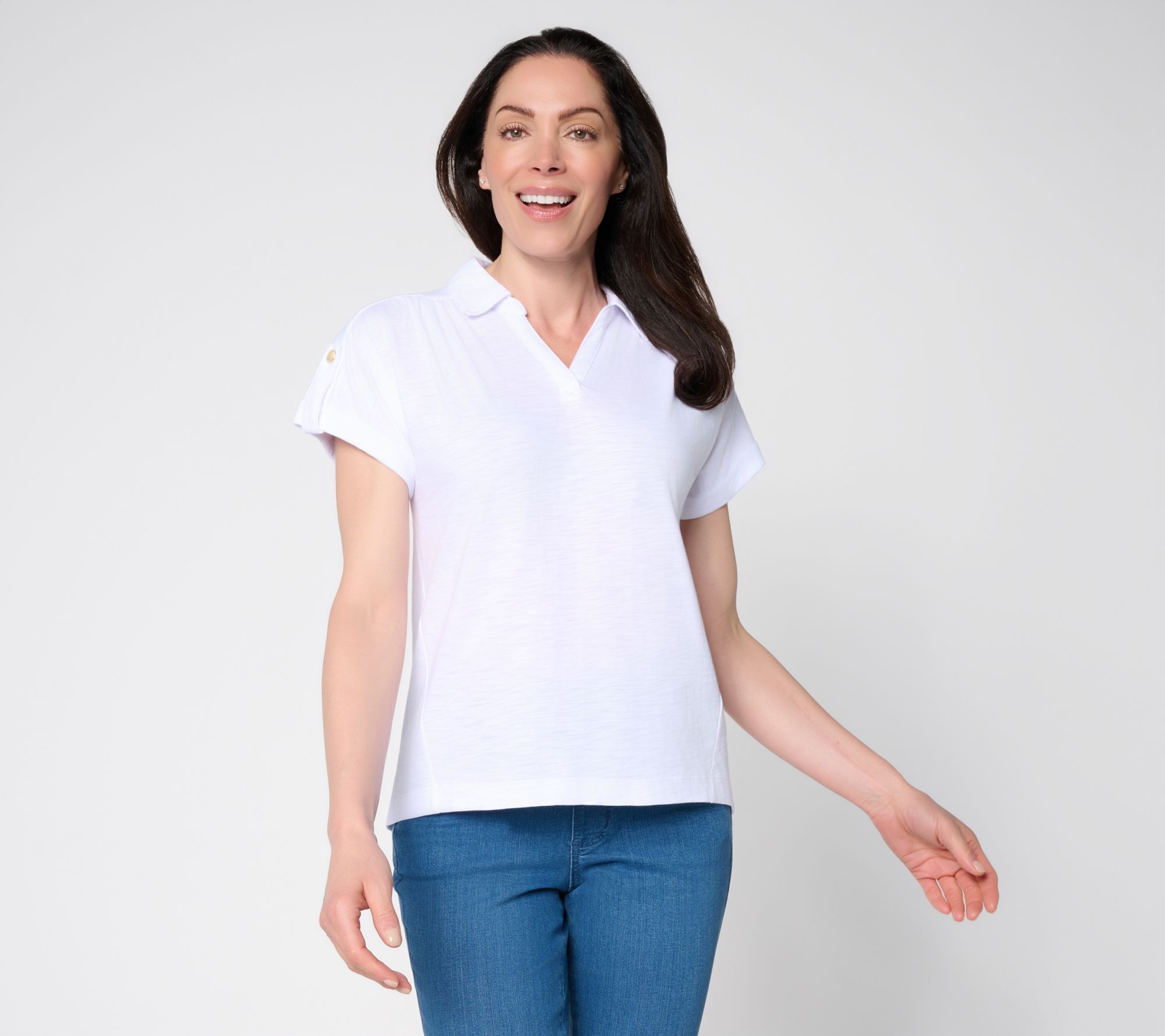 Belle by Kim Gravel Slub Knit Slay the Vacay Tab Sleeve Top