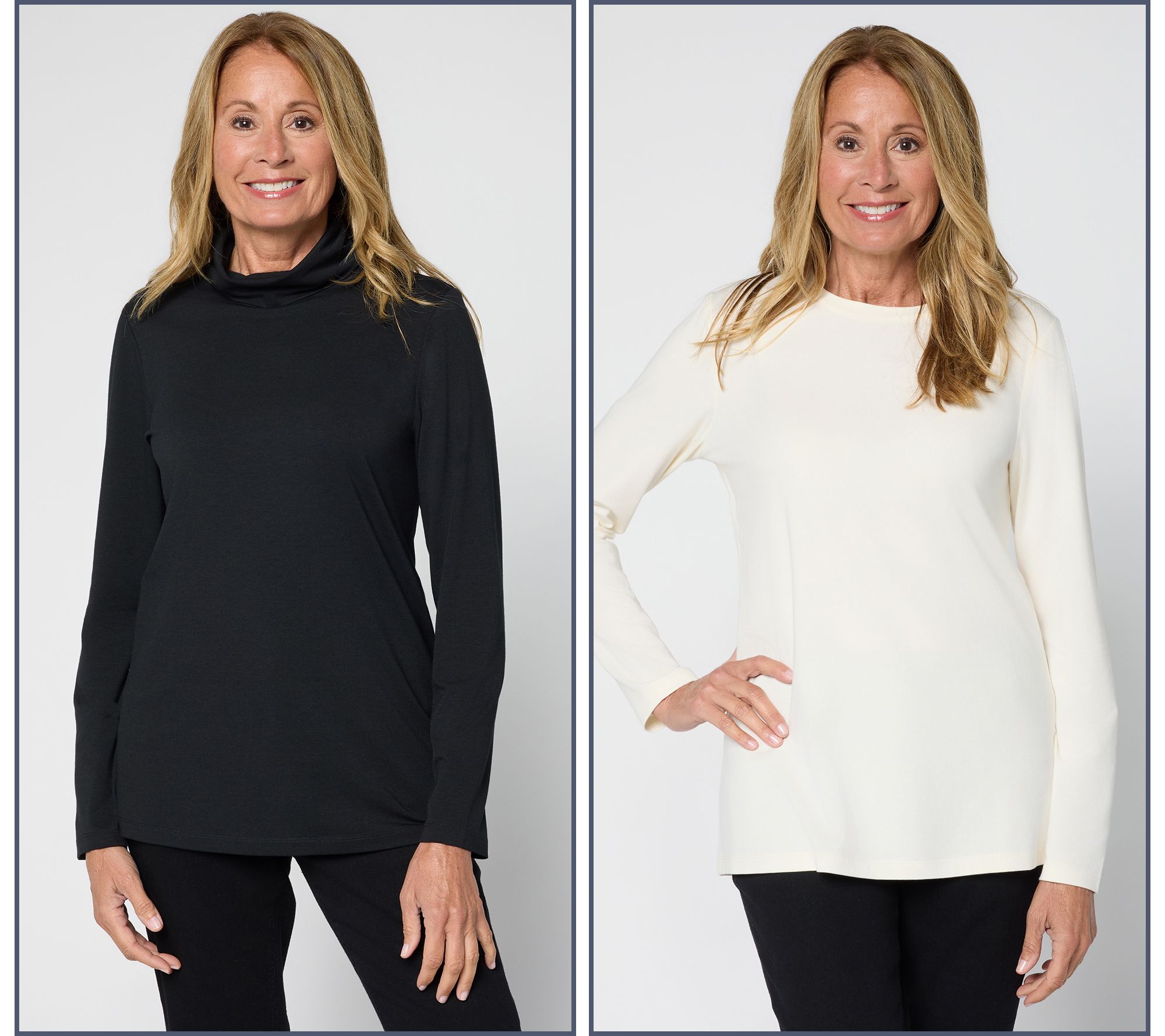 "As Is" Denim & Co. Essentials So Soft Jersey Variety 2-Pack Long Slv Tops