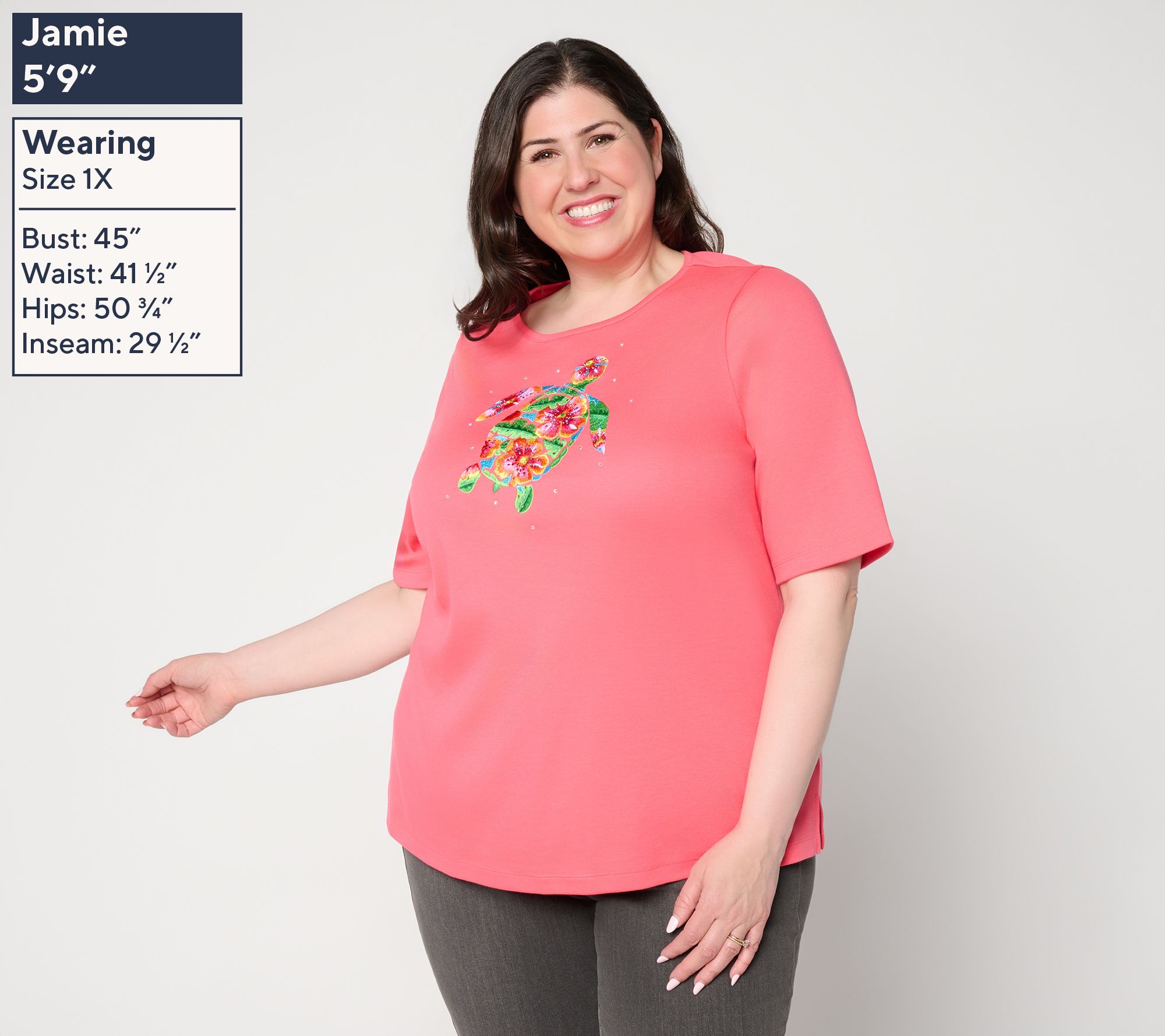 Quacker Factory Tropicana Sparkle Embroidered Top - QVC.com