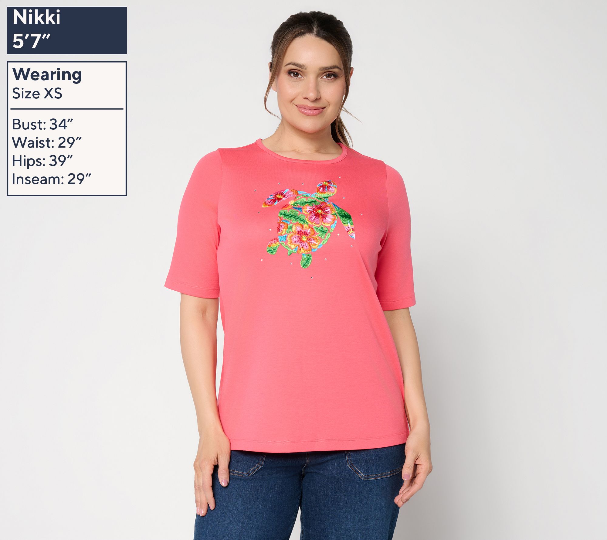 Quacker Factory Tropicana Sparkle Embroidered Top - QVC.com