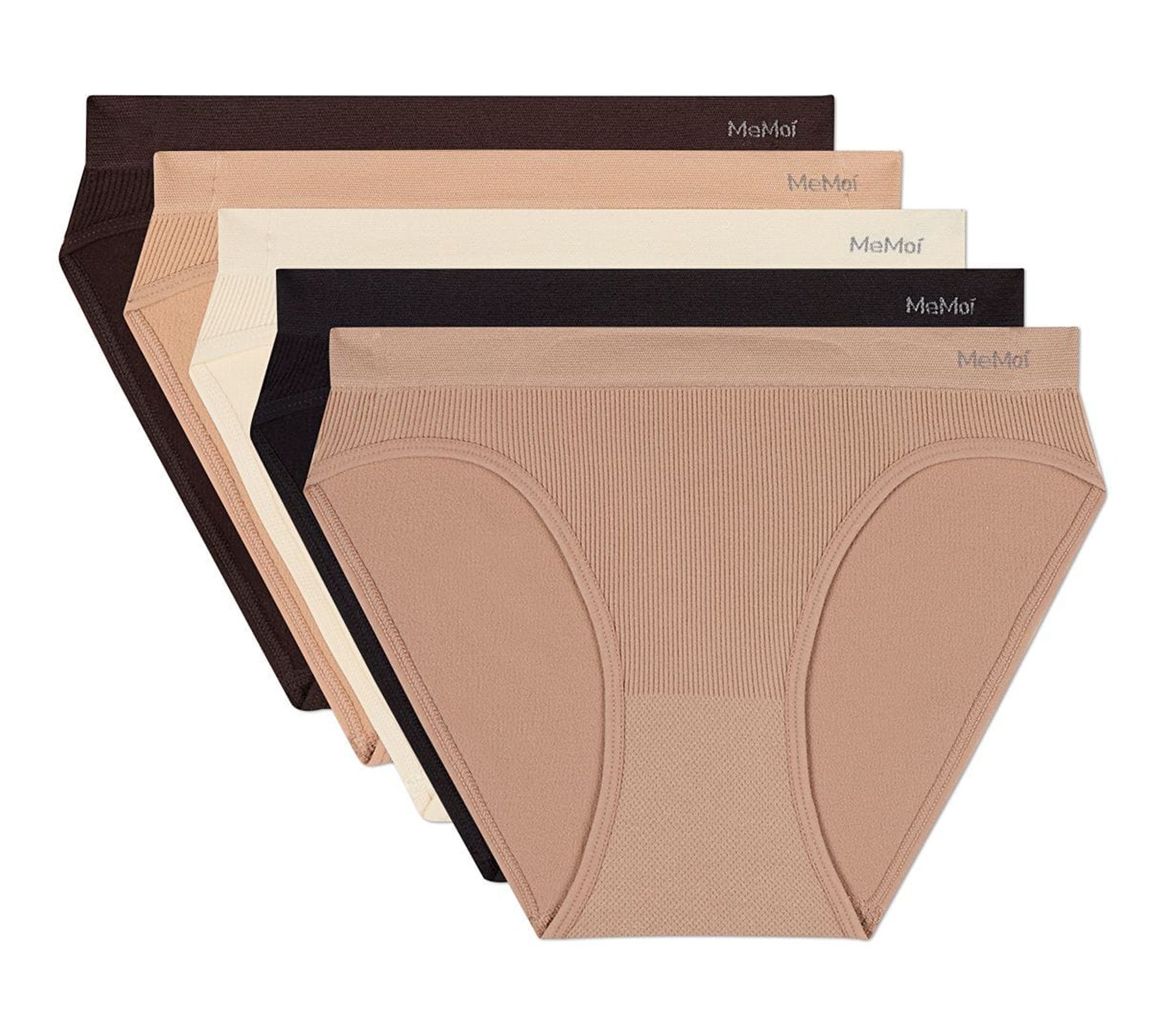 Memoi Women's Set of 5 Seamless Tag-Free BikiniPanties