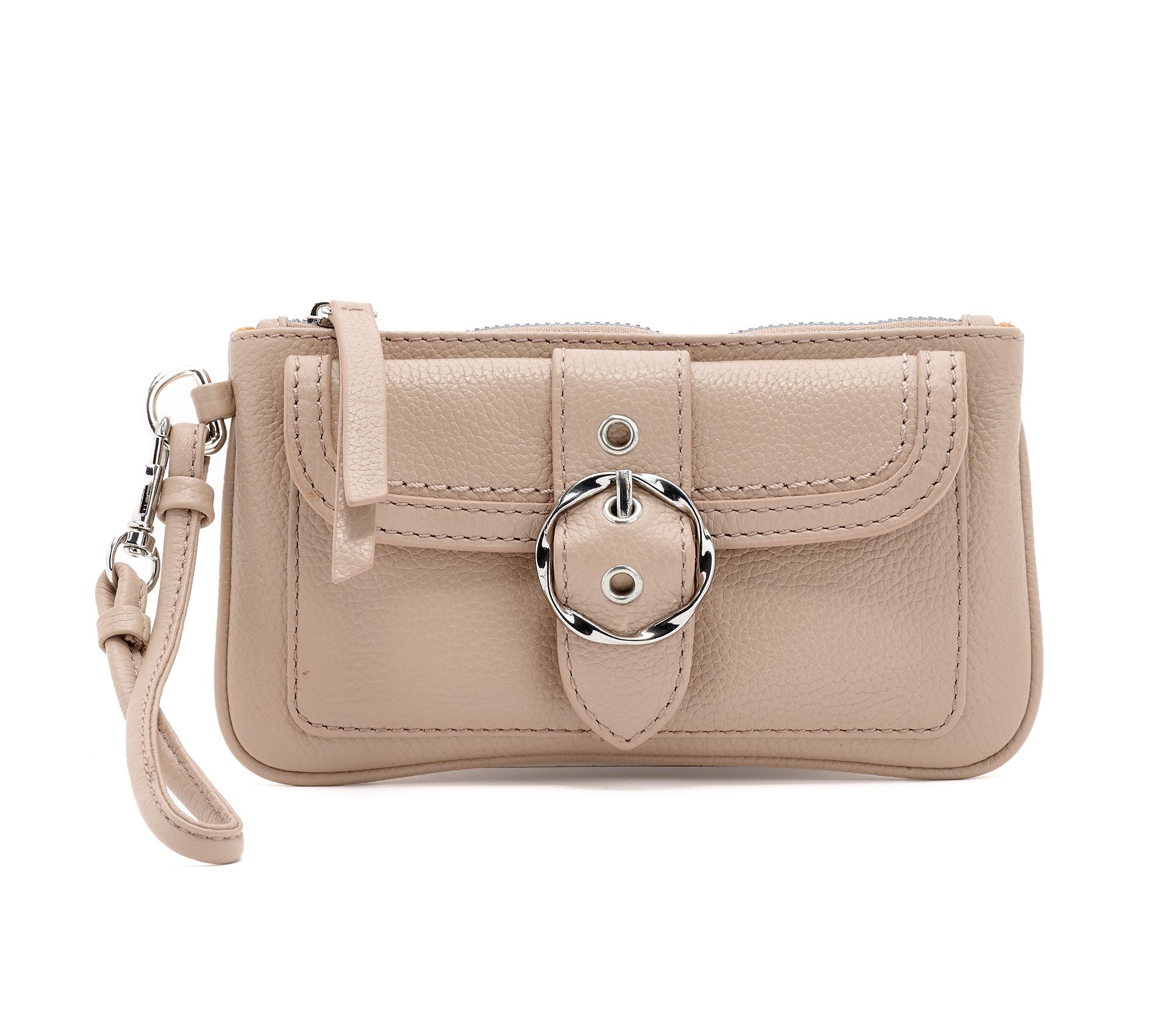 "As Is" Kim Gravel Hey Gorgeous Pebble Leather Wristlet Clutch