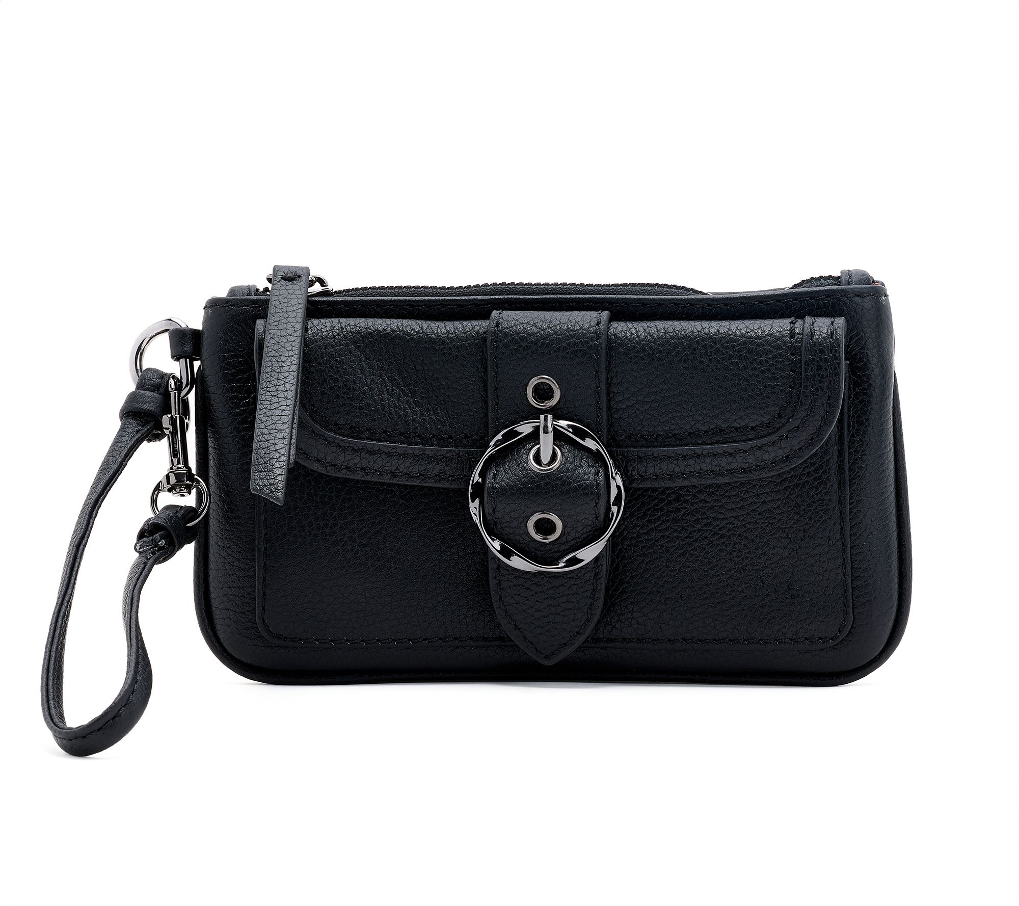 "As Is" Kim Gravel Hey Gorgeous Pebble Leather Wristlet Clutch