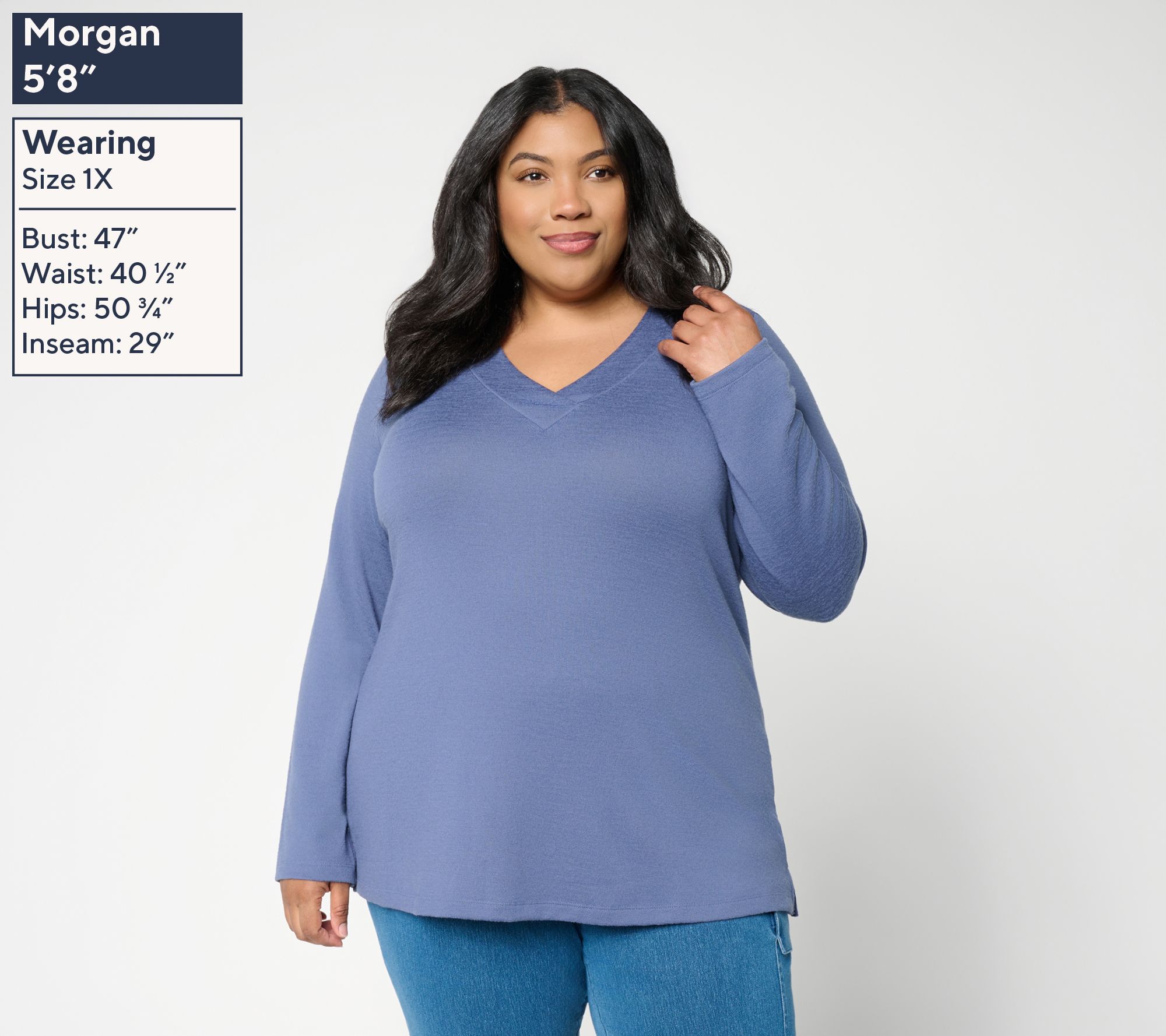 Denim & Co. Heavenly Jersey Long Sleeve Crossover V-Neck Top | QVC