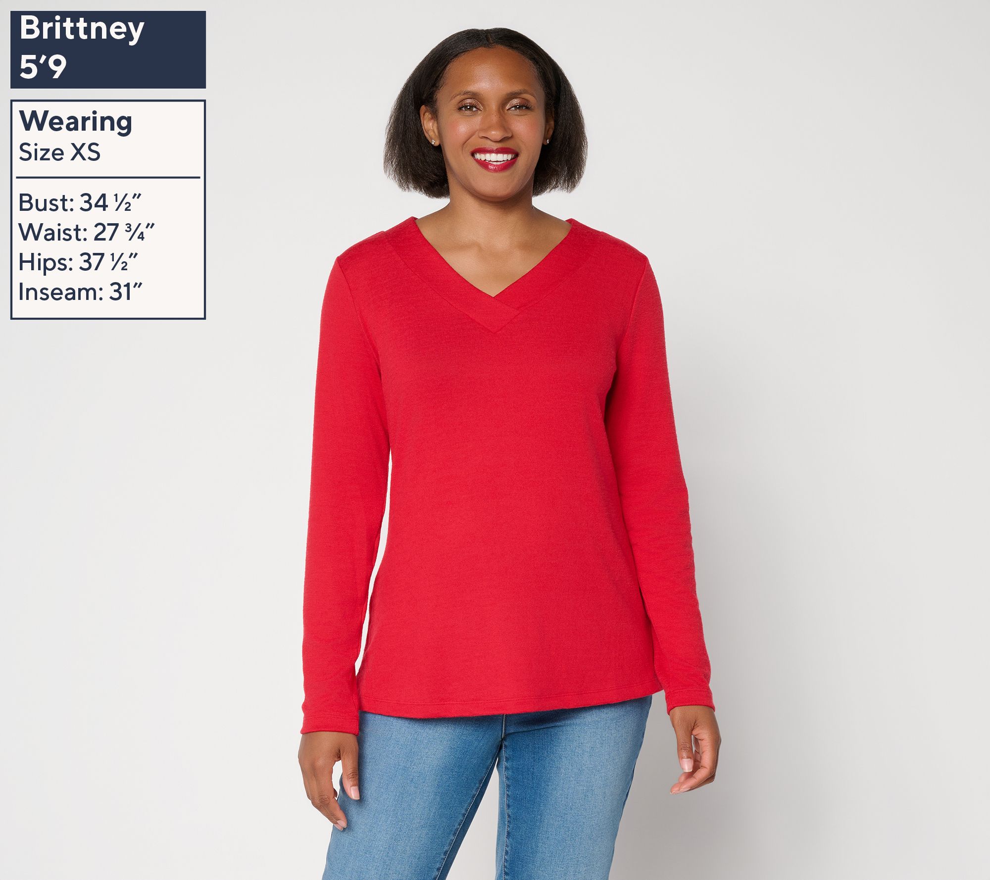 トップス　S Denim & Co. Heavenly Jersey Long Sleeve Crossover V-Neck Top | QVC