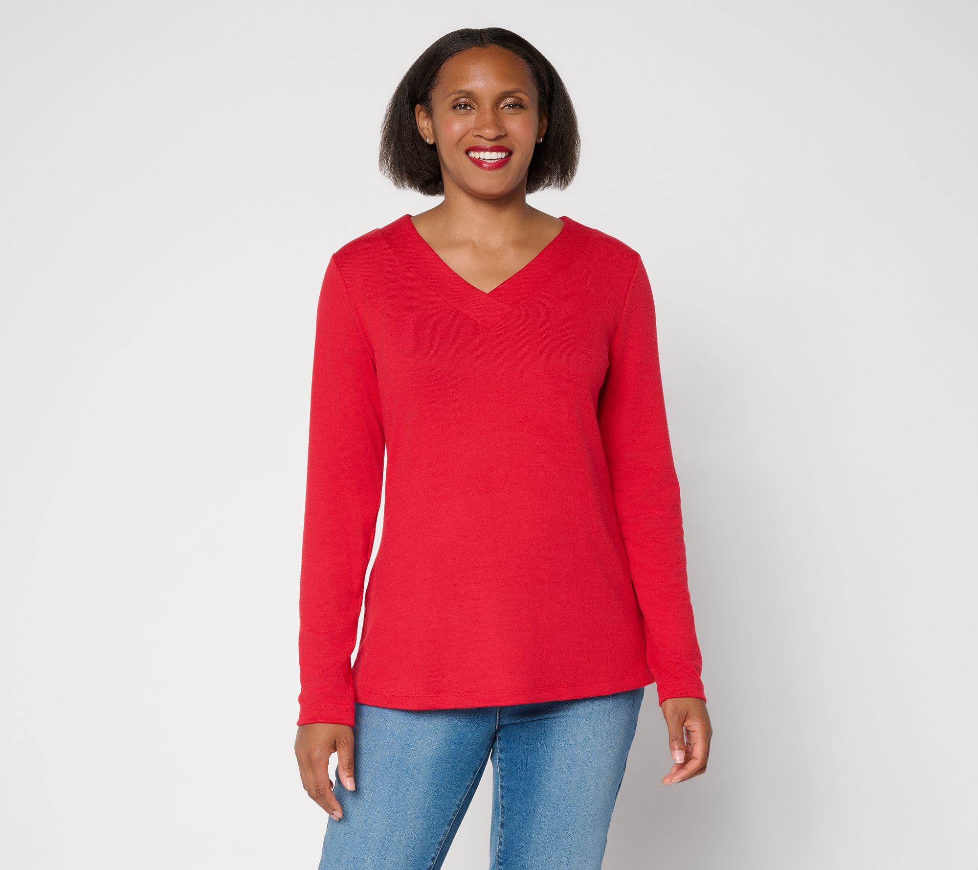 Denim & Co. Heavenly Jersey Long Sleeve Crossover V-Neck Top