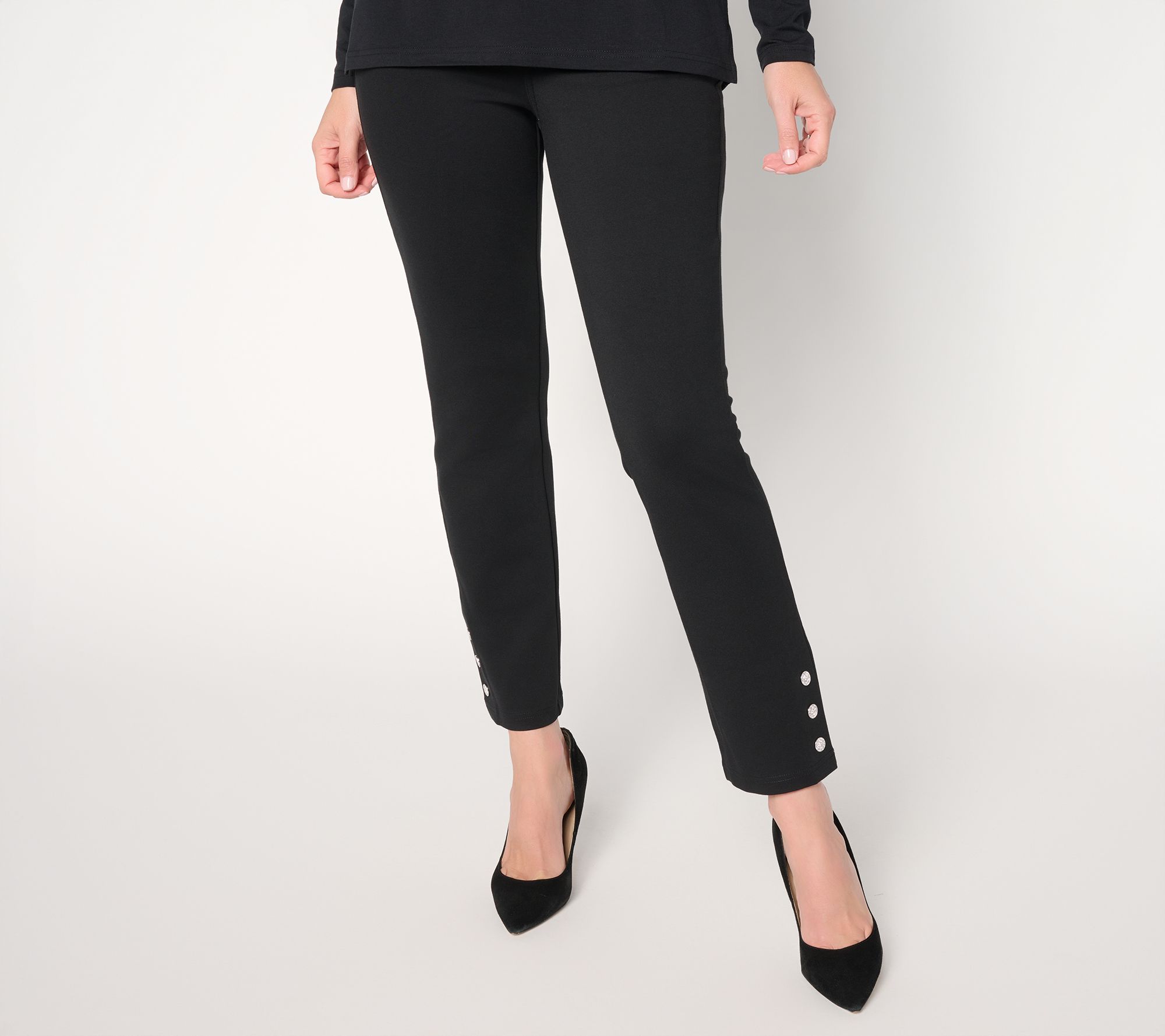 "As Is" Jingle Belles by Kim Gravel Petite Ponte Sparkle Button Pant