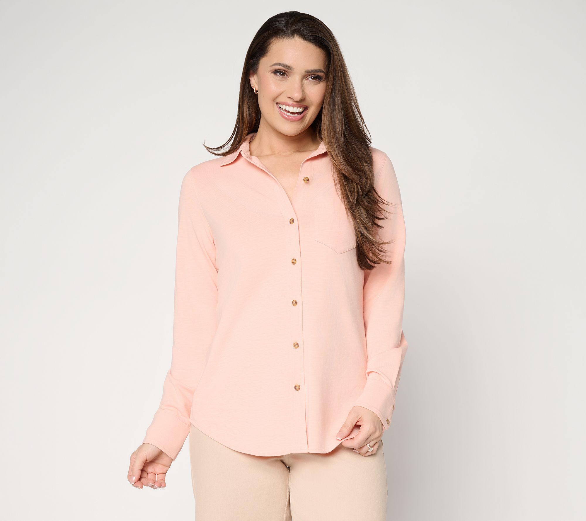 "As Is" Ree by the Pioneer Woman Slub Jersey Button Front Top
