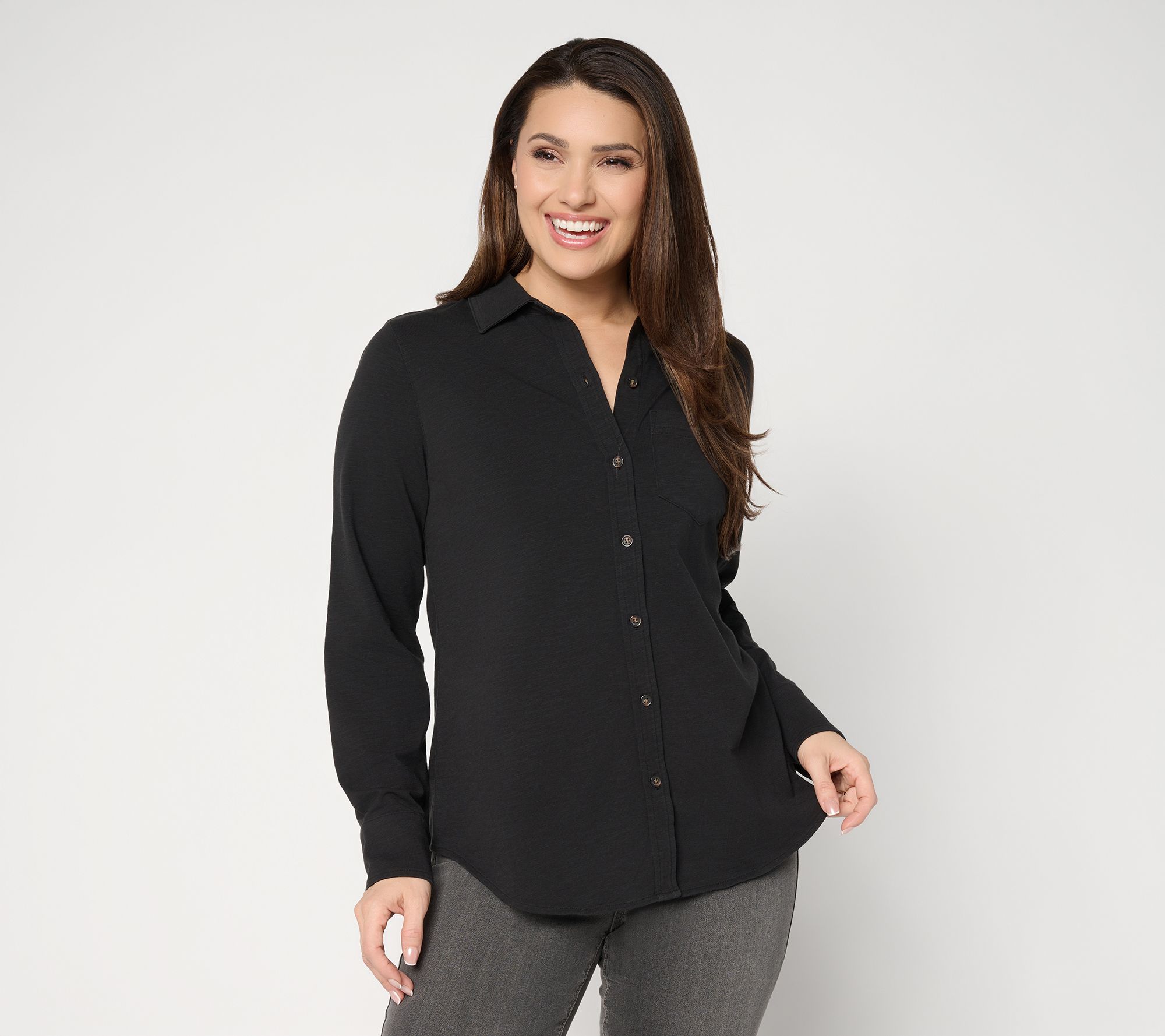 "As Is" Ree by the Pioneer Woman Slub Jersey Button Front Top