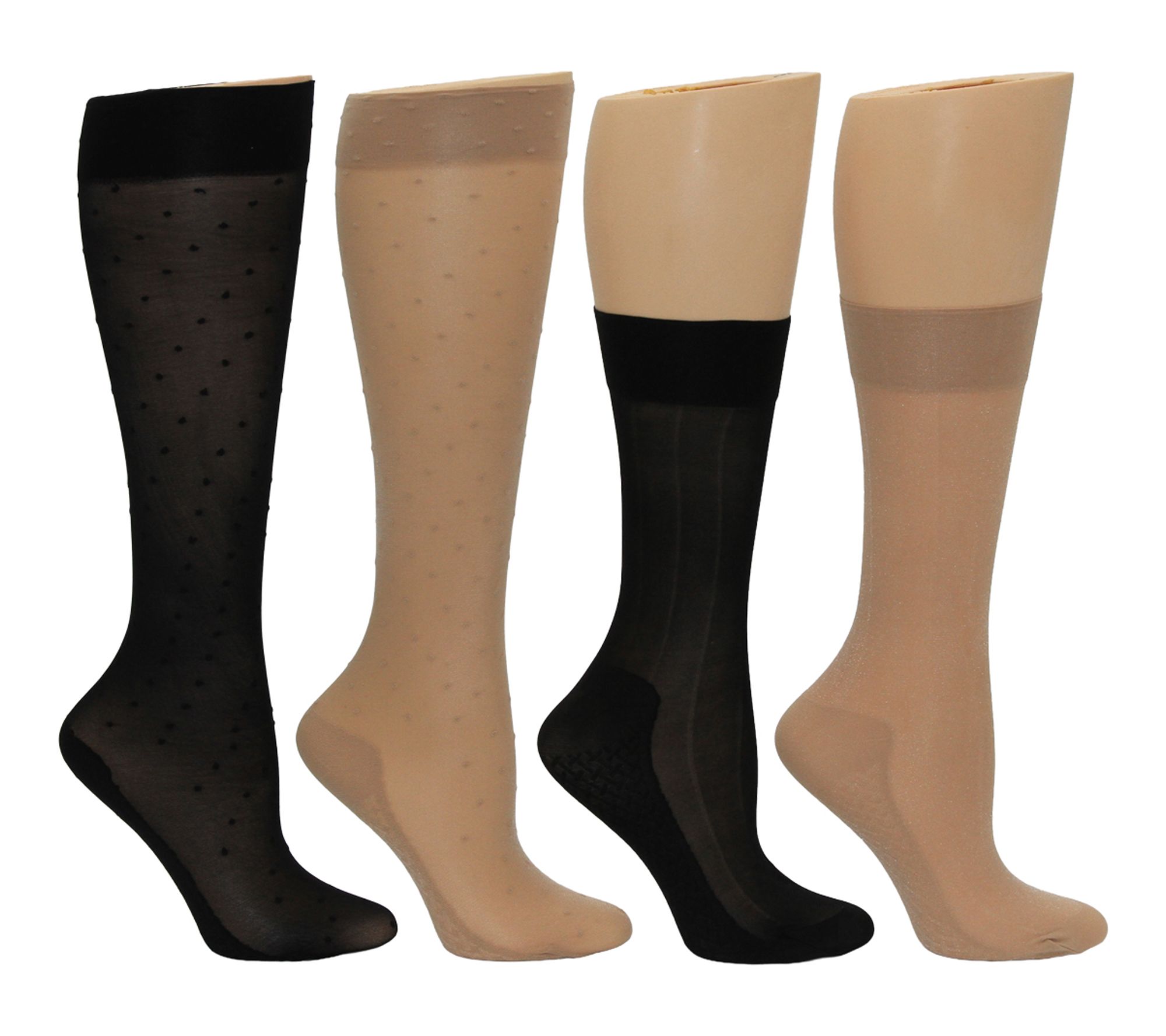 Envy Legwear Ladies Missy Sheer Textured 4 PackTrouser Socks