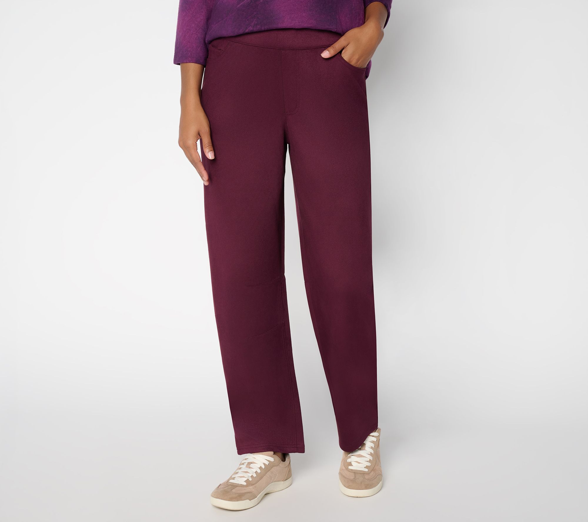 LOGO by Lori Goldstein Regular Pull-On Ankle Faux Suede Pant