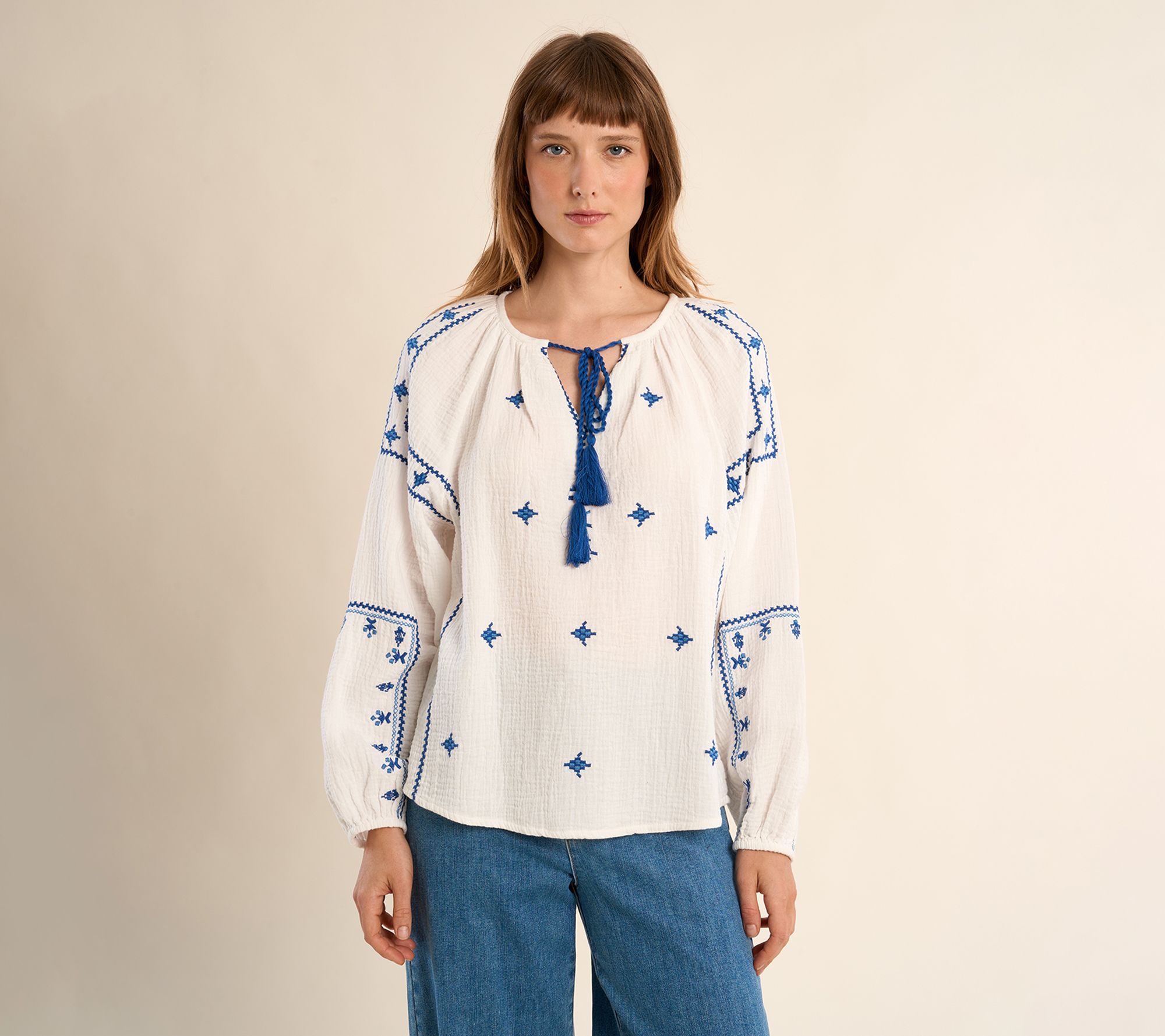 Molly Bracken Long Sleeve Embroidered Blouse