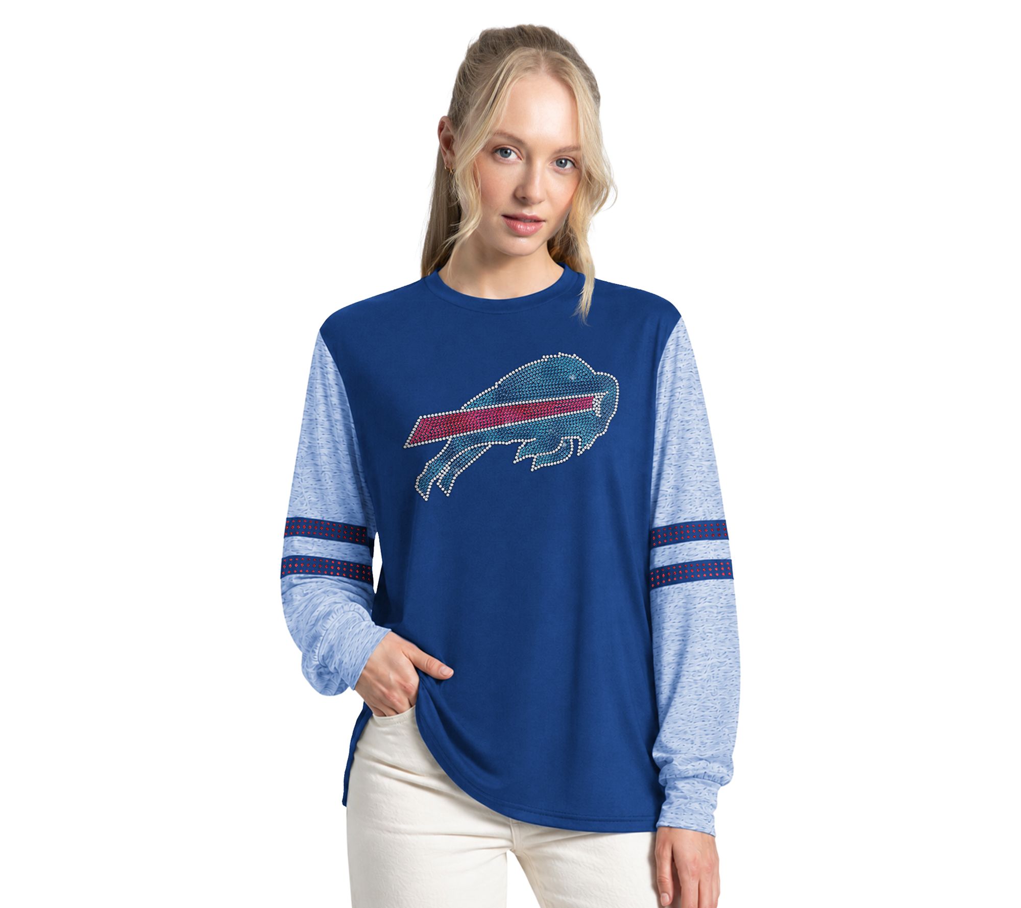 NFL Officially Licensed Women's Rhinestone Long Sleeve T-Shirt