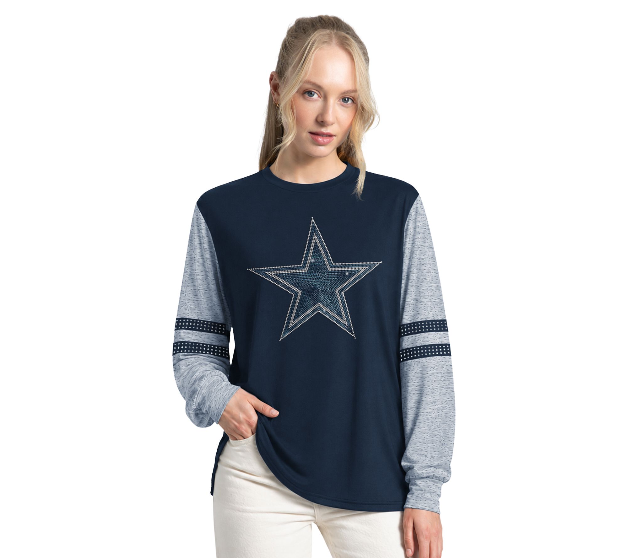 NFL Officially Licensed Dallas Women's Rhinestone LS T